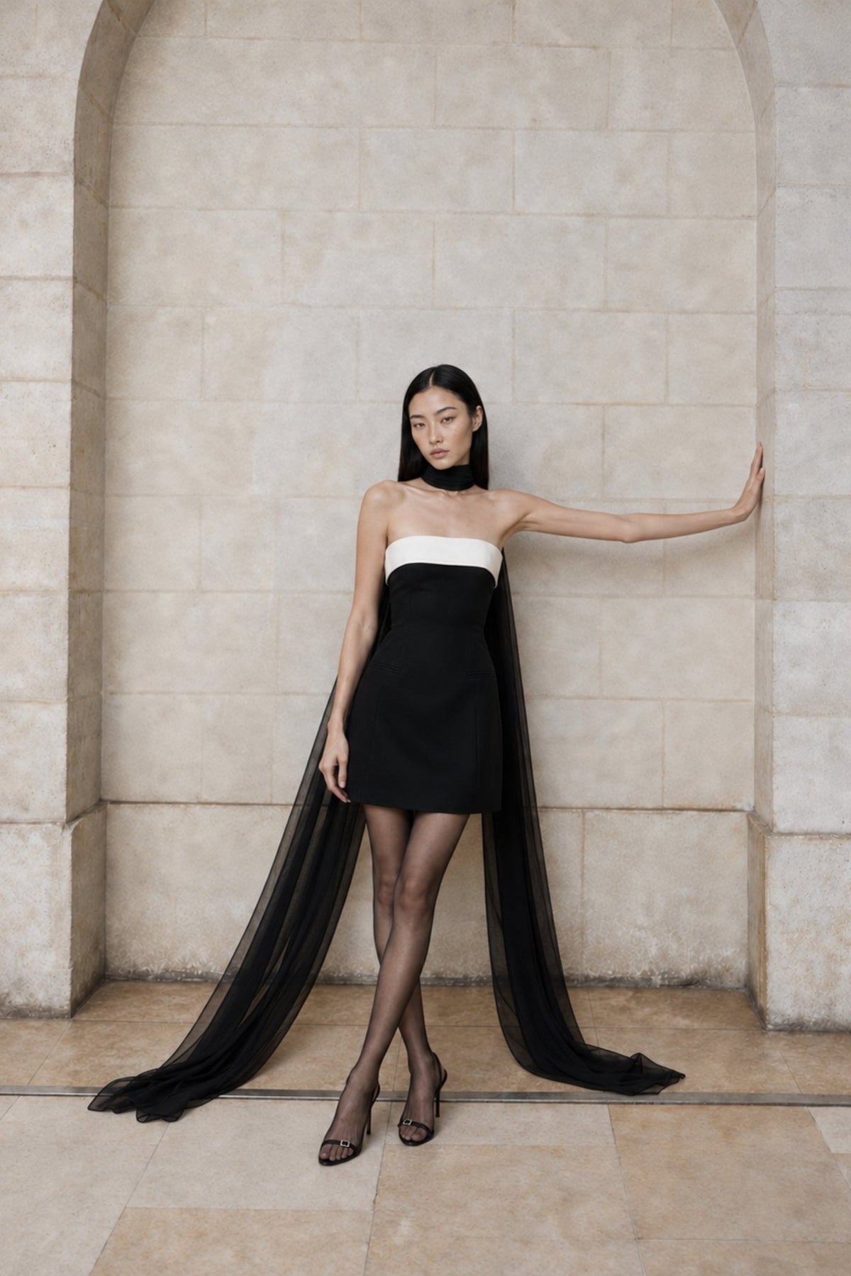 Noée Şifon Fular - Siyah - 3