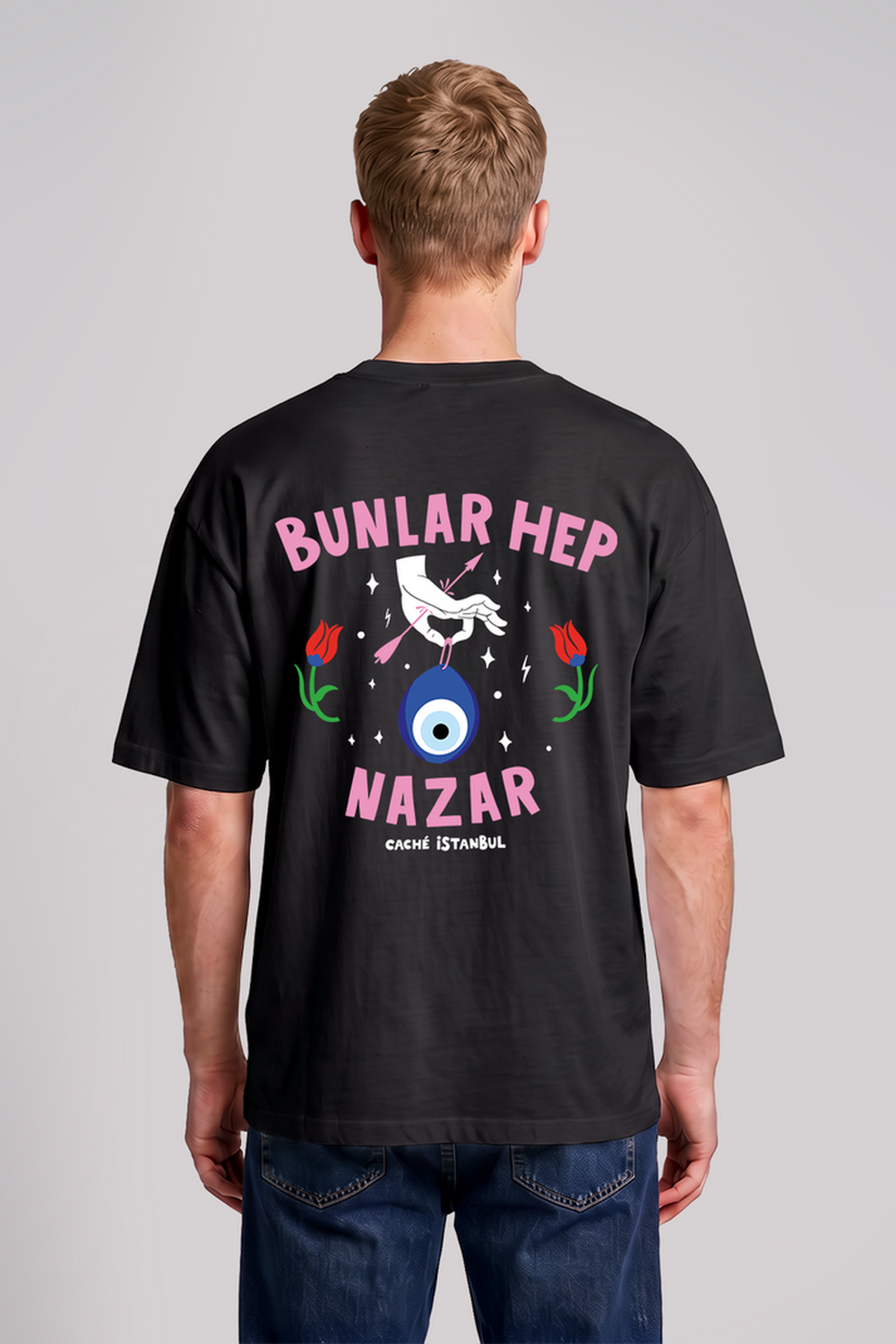 Bunlar Hep Nazar Unisex Oversize Tshirt - 3