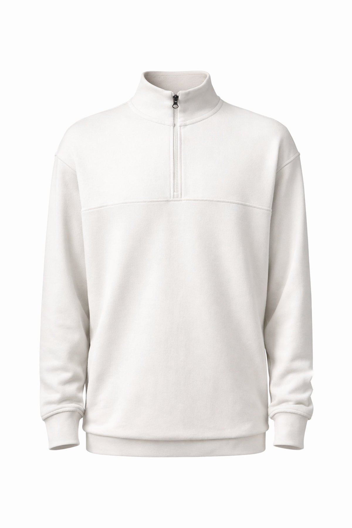Yarım Fermuarlı Erkek Sweatshirt, Taş - 0