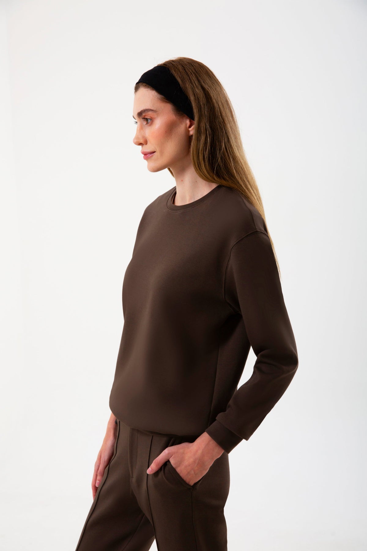 Regular Fit Logo Nakışlı Sweatshirt, Kahverengi - 3