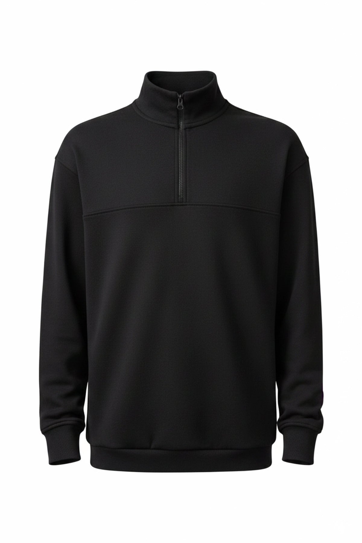 Yarım Fermuarlı Erkek Sweatshirt, Siyah - 0