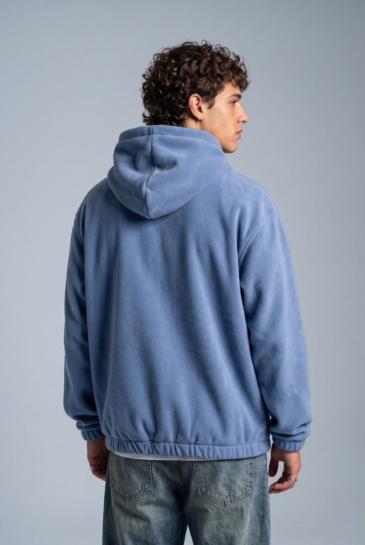 Kapüşonlu Kanguru Cepli Nakışlı Sweatshirt, Koyu Mavi - 3