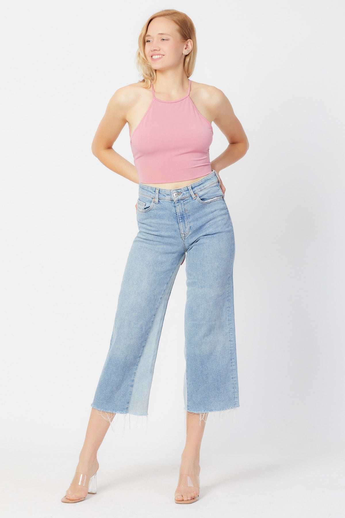 Sırtı Açık Crop Top | Pembe