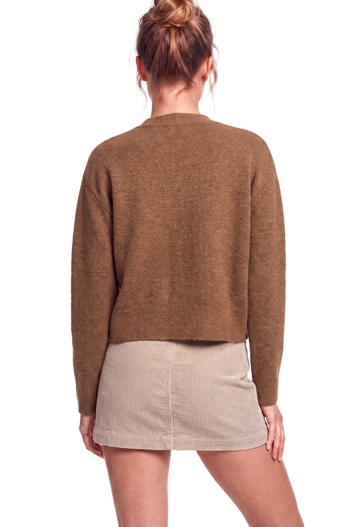 Peraluna Livorno Cardigan, Bol Kesim Kadın Triko Hırka - Kahve Melanj