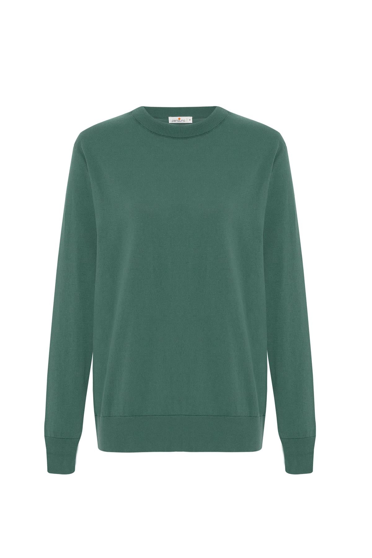 Peraluna Mateo O Neck Pullover Yumuşak Tuşeli Mevsimlik Erkek Triko Kazak - Yeşil