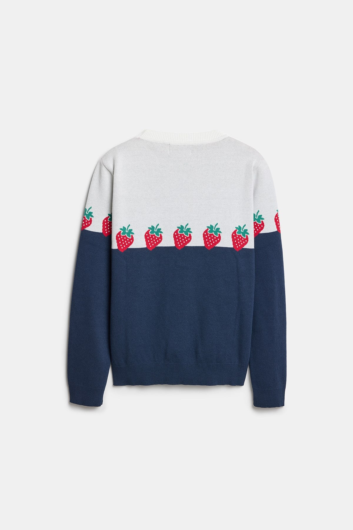 Peraluna Strawberry Kazak, O Yaka Kadın Triko Mevsimlik Kazak - Lacivert