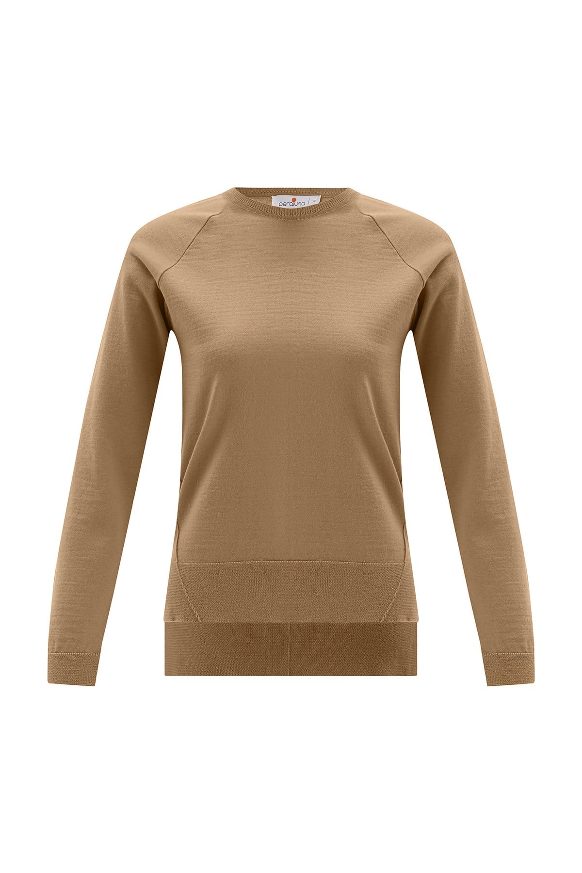 Peraluna Vanessa Pullover Merino Yünlü Yanları Yırtmaçlı Ince Kadın Triko Kazak - Camel Melanj