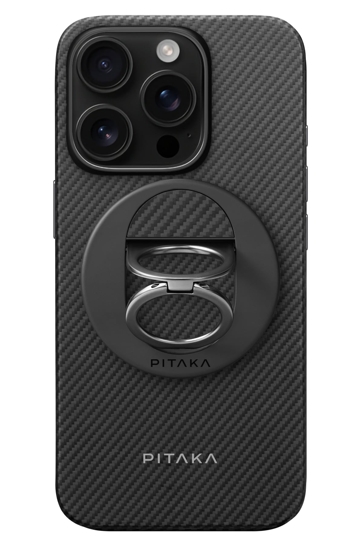 Classic Ultra Slim Yüzük Standlı Iphone 16 Pro Max Magsafe Uyumlu 600D Aramid Fiber Kılıf Siyah