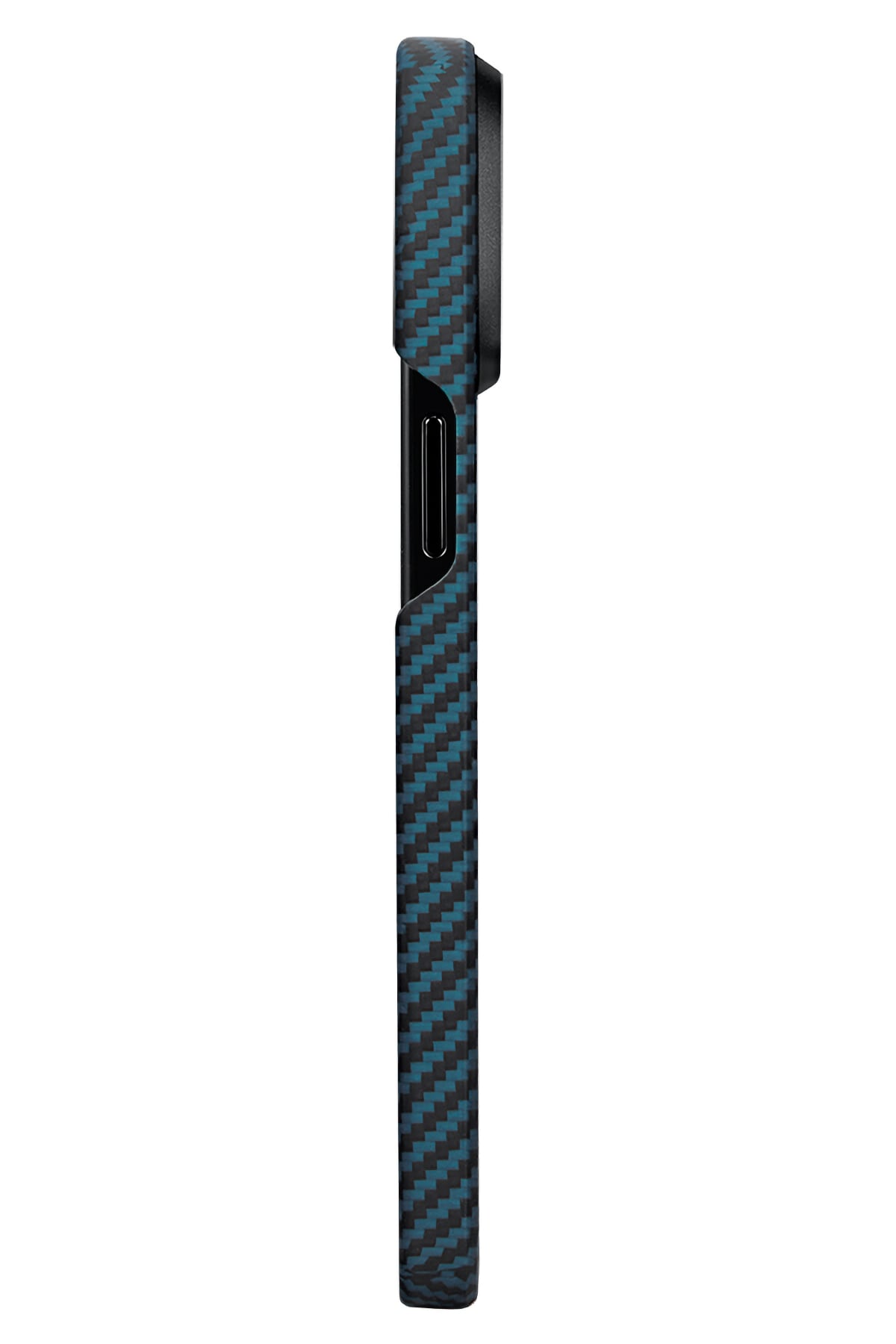 Ultra Slim Iphone 15 Pro Magsafe Uyumlu Aramid Fiber Kılıf Black Blue Twill