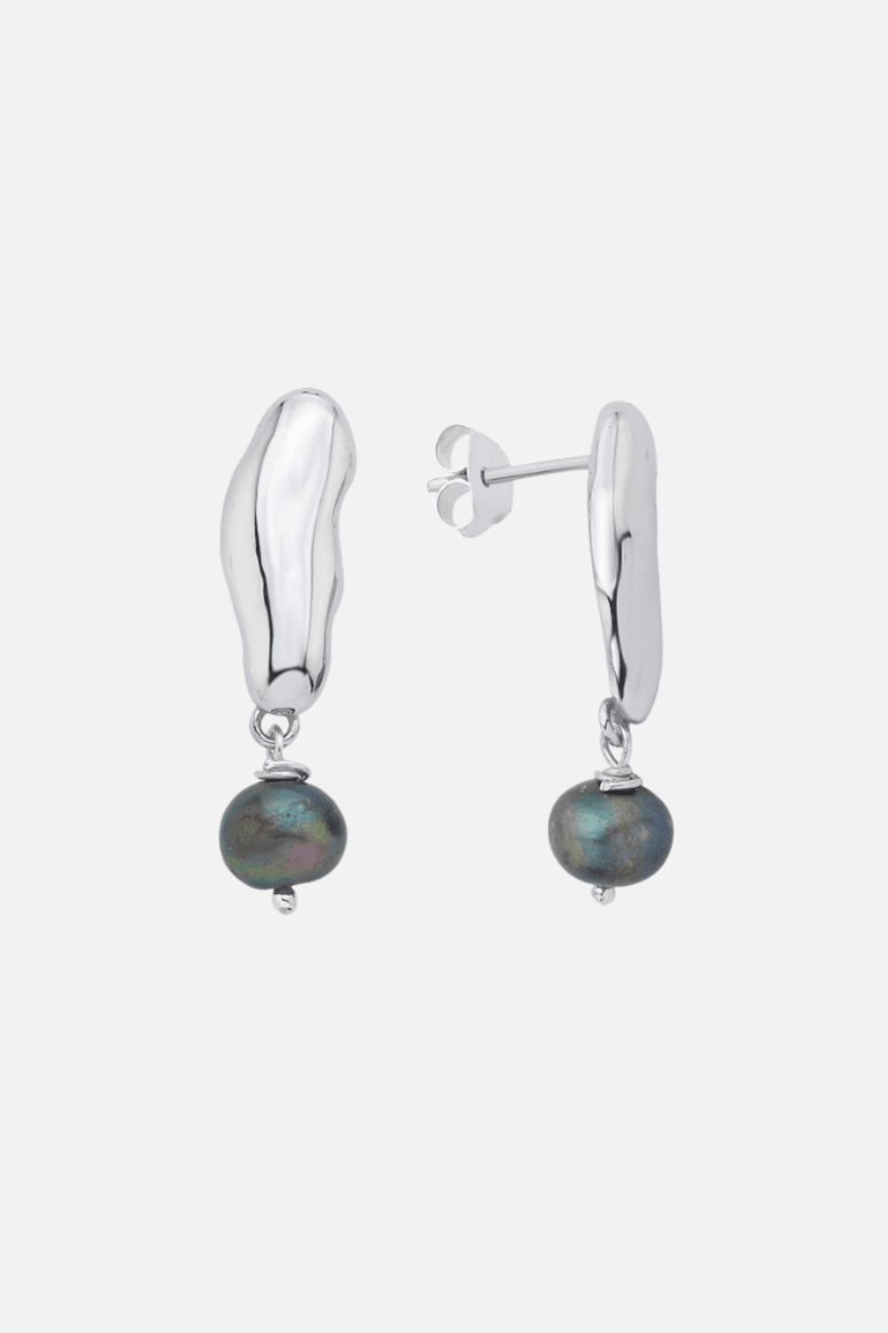 Linya Jewellery-Gera Siyah İncili Sallantılı Küpe Gümüş-Küpe-1-Milagron.com