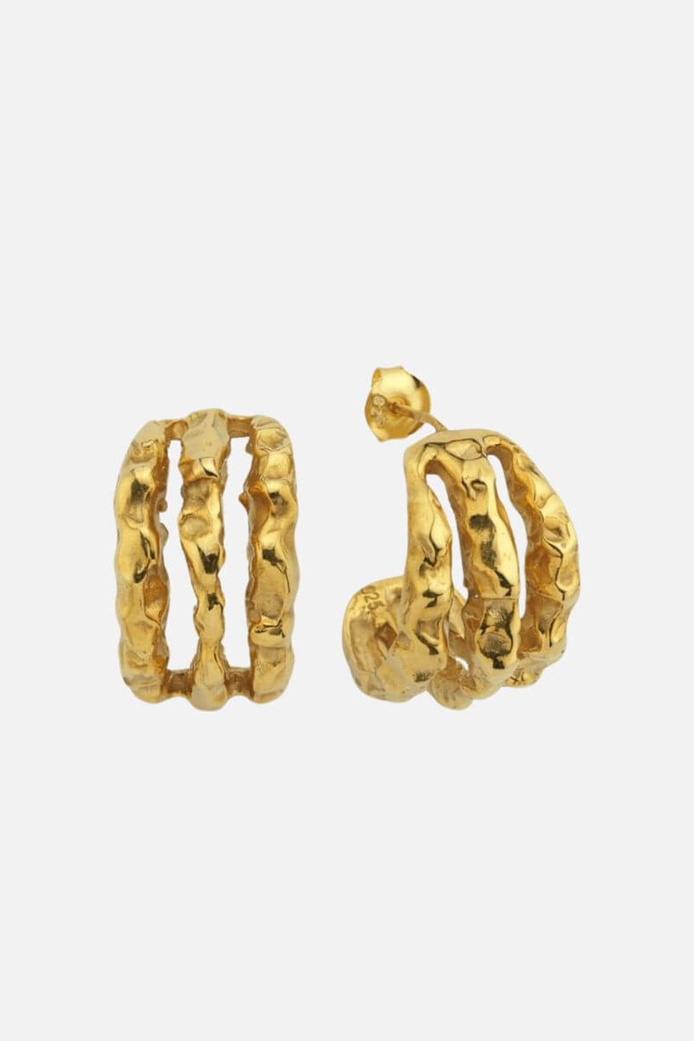 Linya Jewellery-Terty Amorf Üçlü Halka Küpe Gold-Küpe-1-Milagron.com