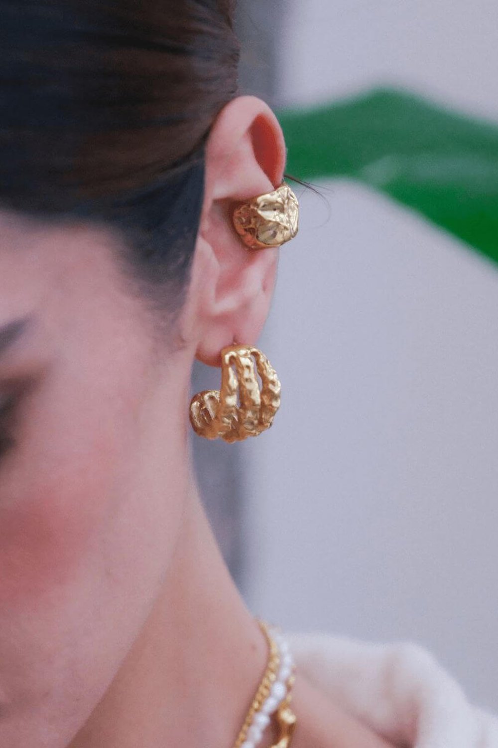 Linya Jewellery-Terty Amorf Üçlü Halka Küpe Gold-Küpe-2-Milagron.com