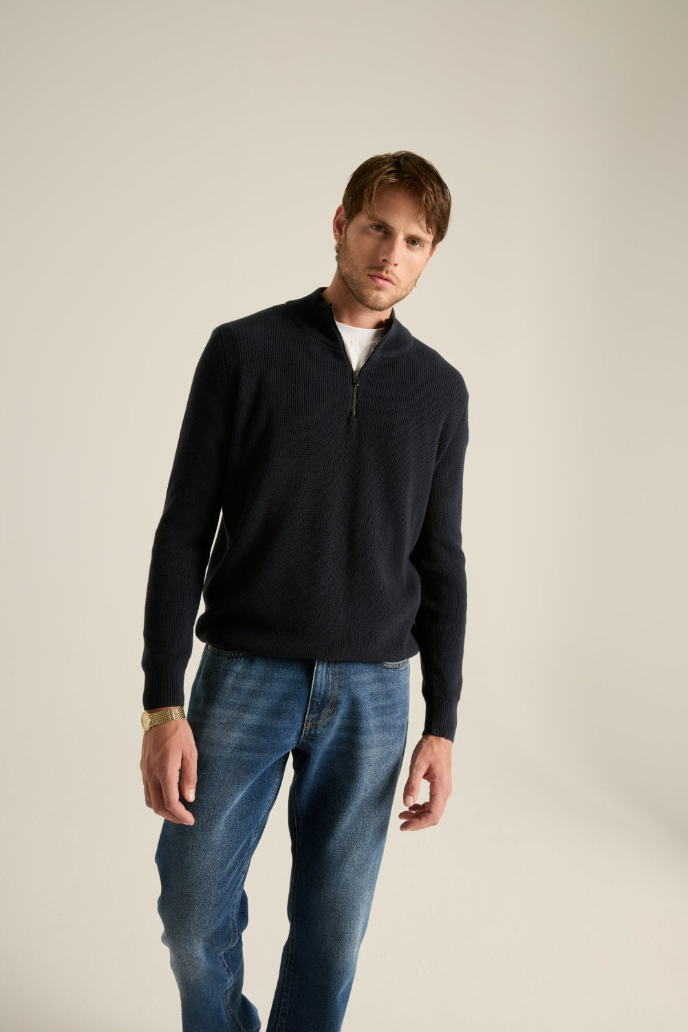 Batts-Volpe Half Zipped Triko Lacivert-Sweatshirts & Hoodies-3-Milagron.com