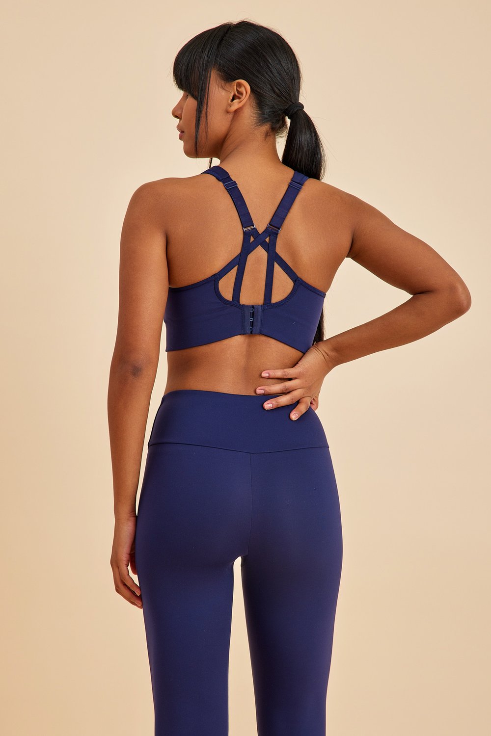 Amarelle-Sportive Lacivert Light Touch Uzun Toparlayıcı Spor Taytı-Activewear-5-Milagron.com