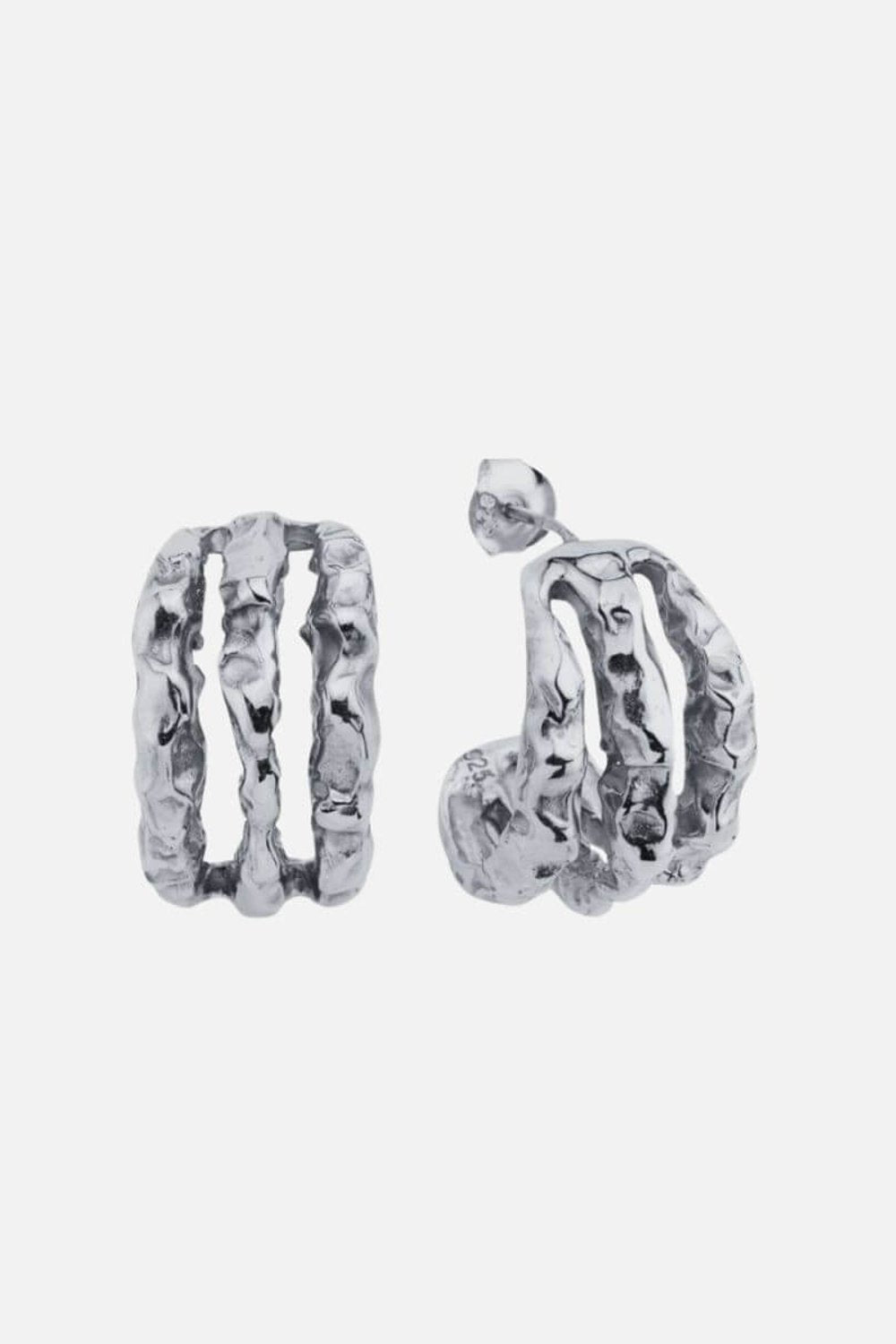 Linya Jewellery-Terty Amorf Üçlü Halka Küpe Gümüş-Küpe-1-Milagron.com