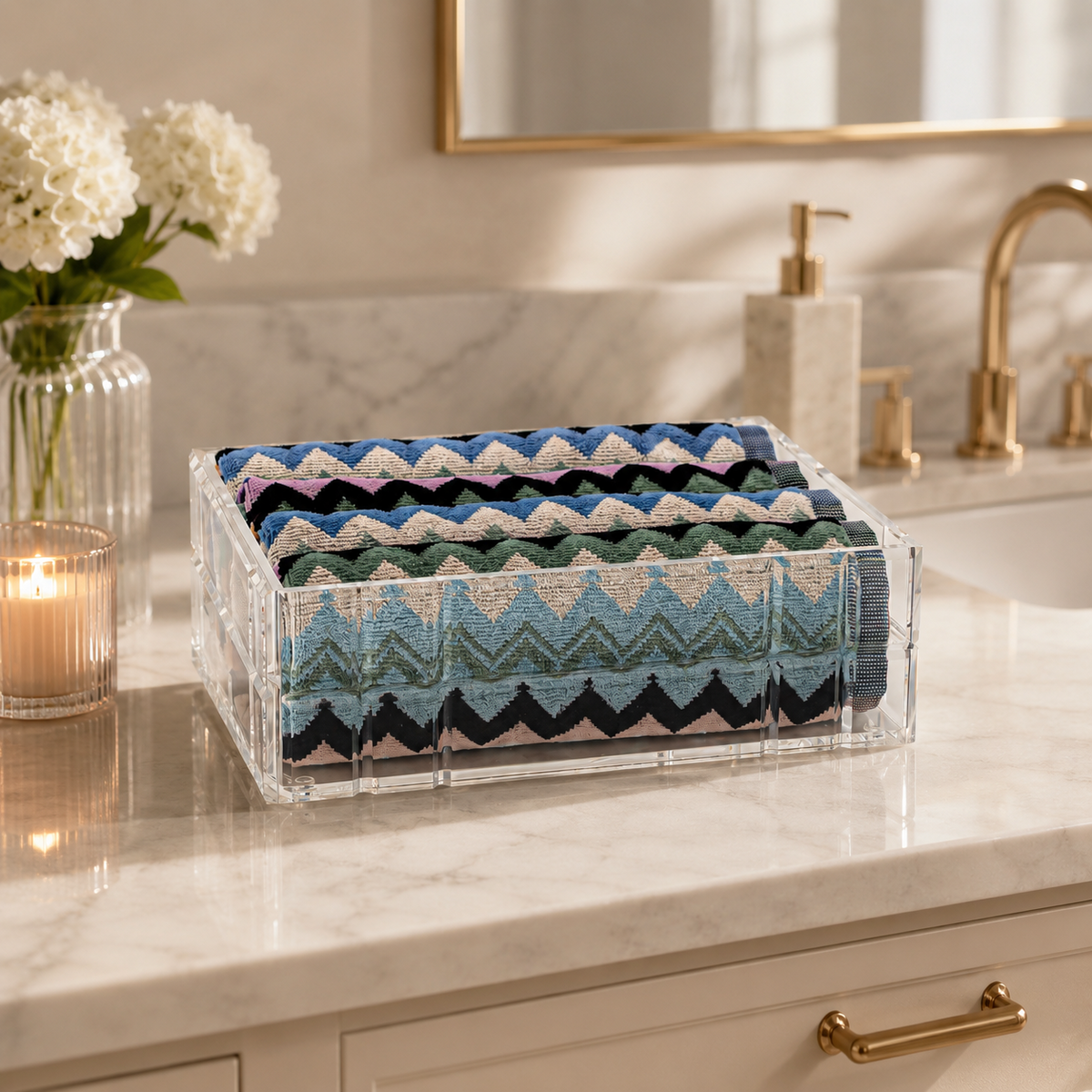 Memonza-Qbella Kristal Kesim Organizer, Large, Şeffaf-Dekoratif Kutu-4-Milagron.com