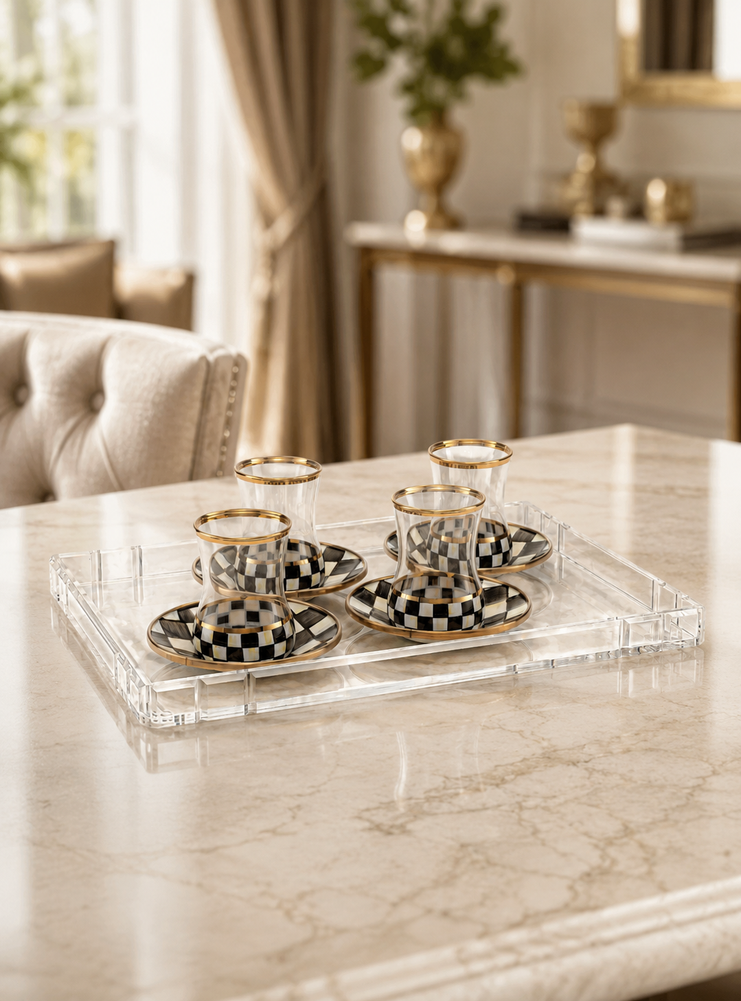 Memonza-Qbella Kristal Kesim Tepsi, X-Large, Şeffaf-Tepsi-4-Milagron.com