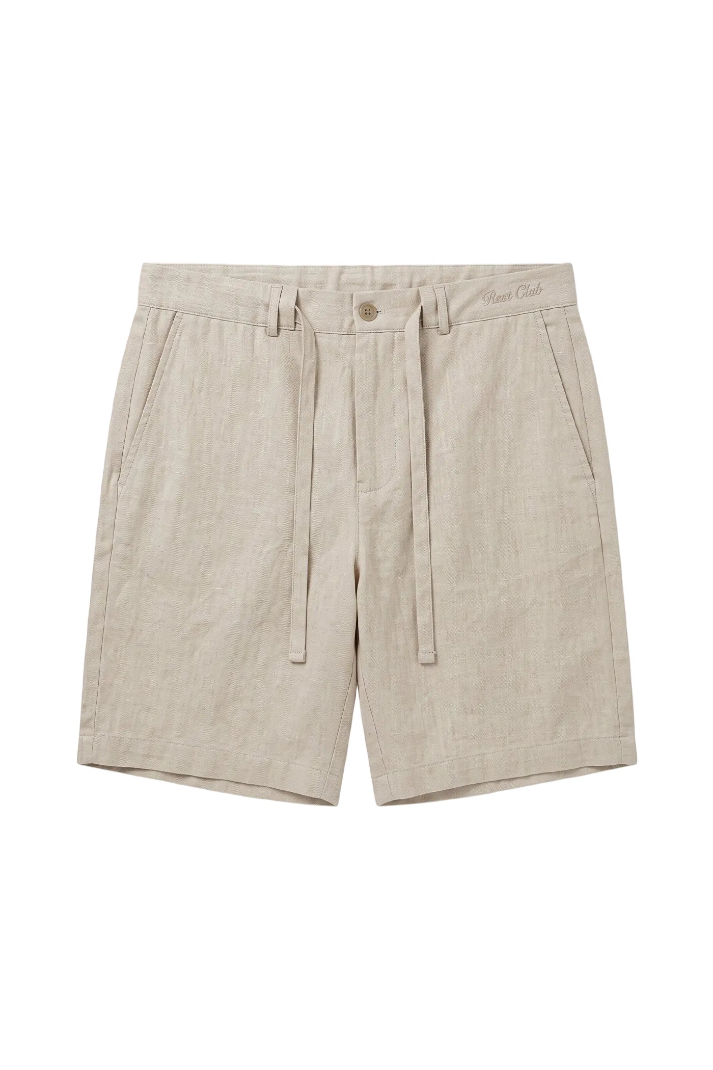 Erkek Relaxed Fit Rest Club Linen Short - Bej