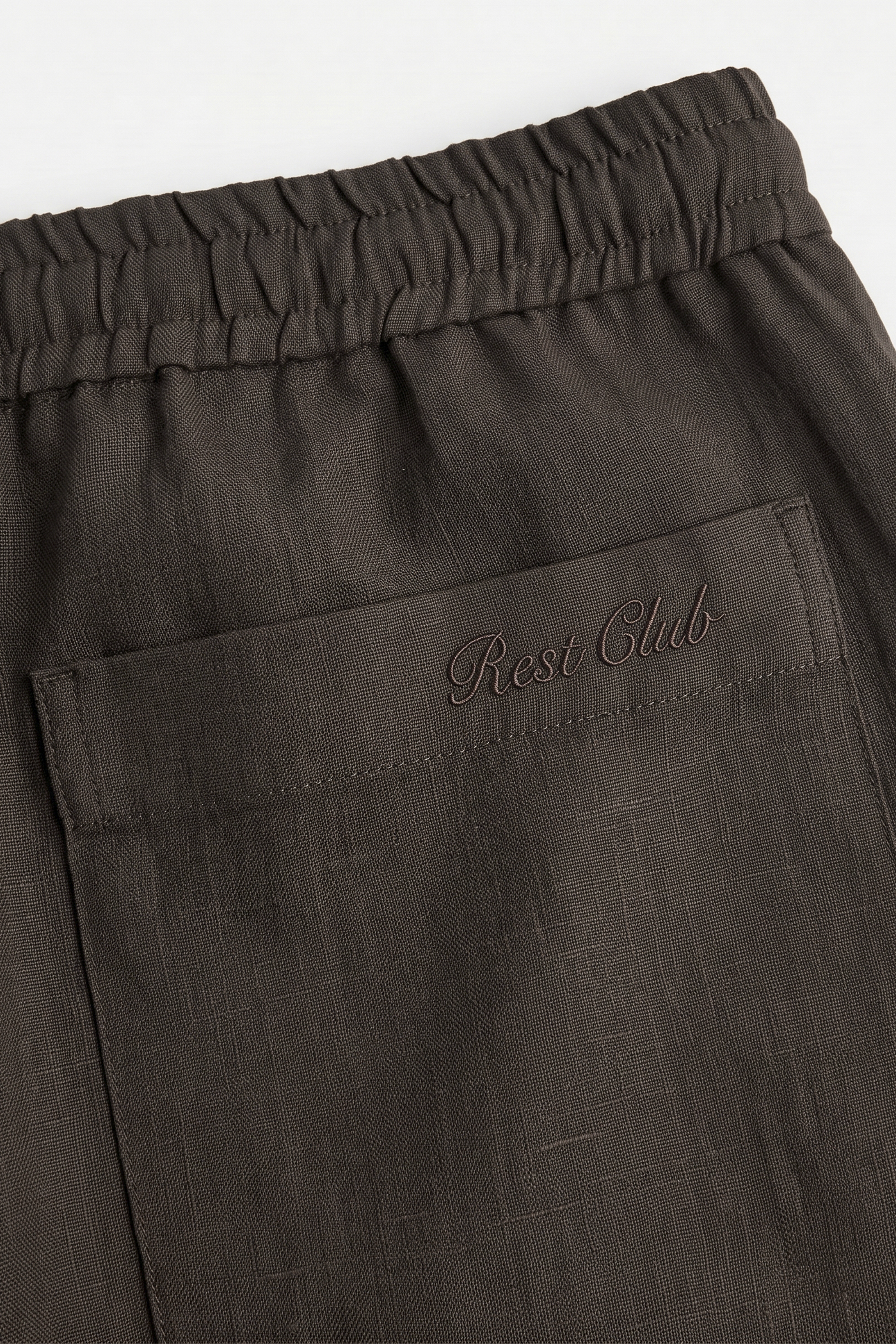 Erkek Relaxed Fit Rest Club Linen Pants - Koyu Kahve
