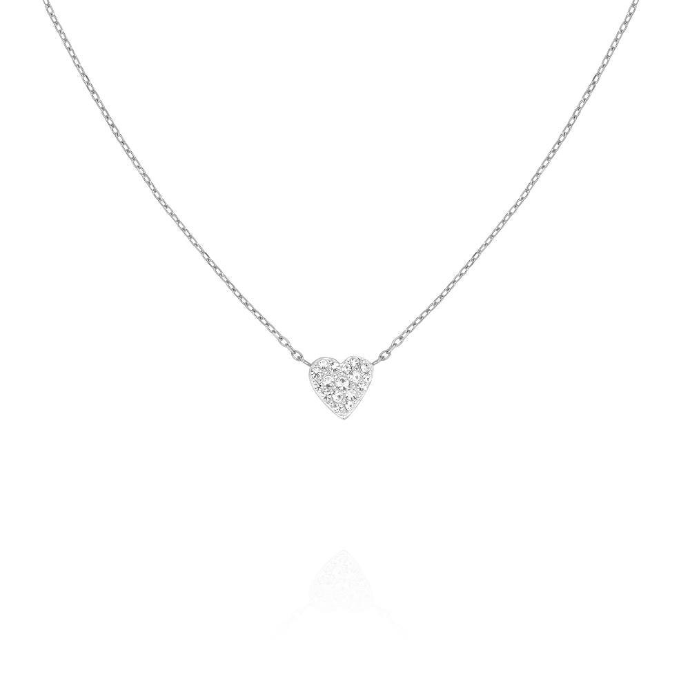 Rosefield Jnphs.J1320Gümüş Renk Pave Kalp Çelik Kolye
