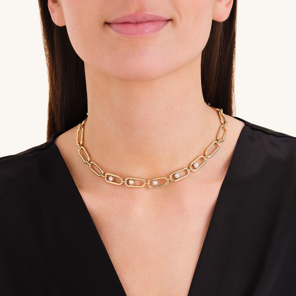 Rosefield Jnplg.J1294 Altın Renk Modern İNci Zincir Çelik Kolye