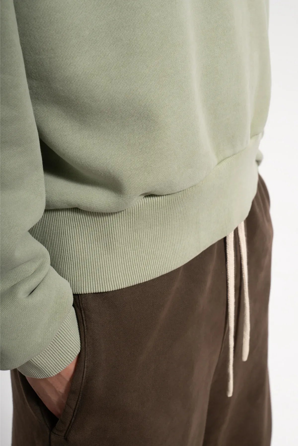 Erkek Oversized Washed Distressed Sweatshirt - Yeşil