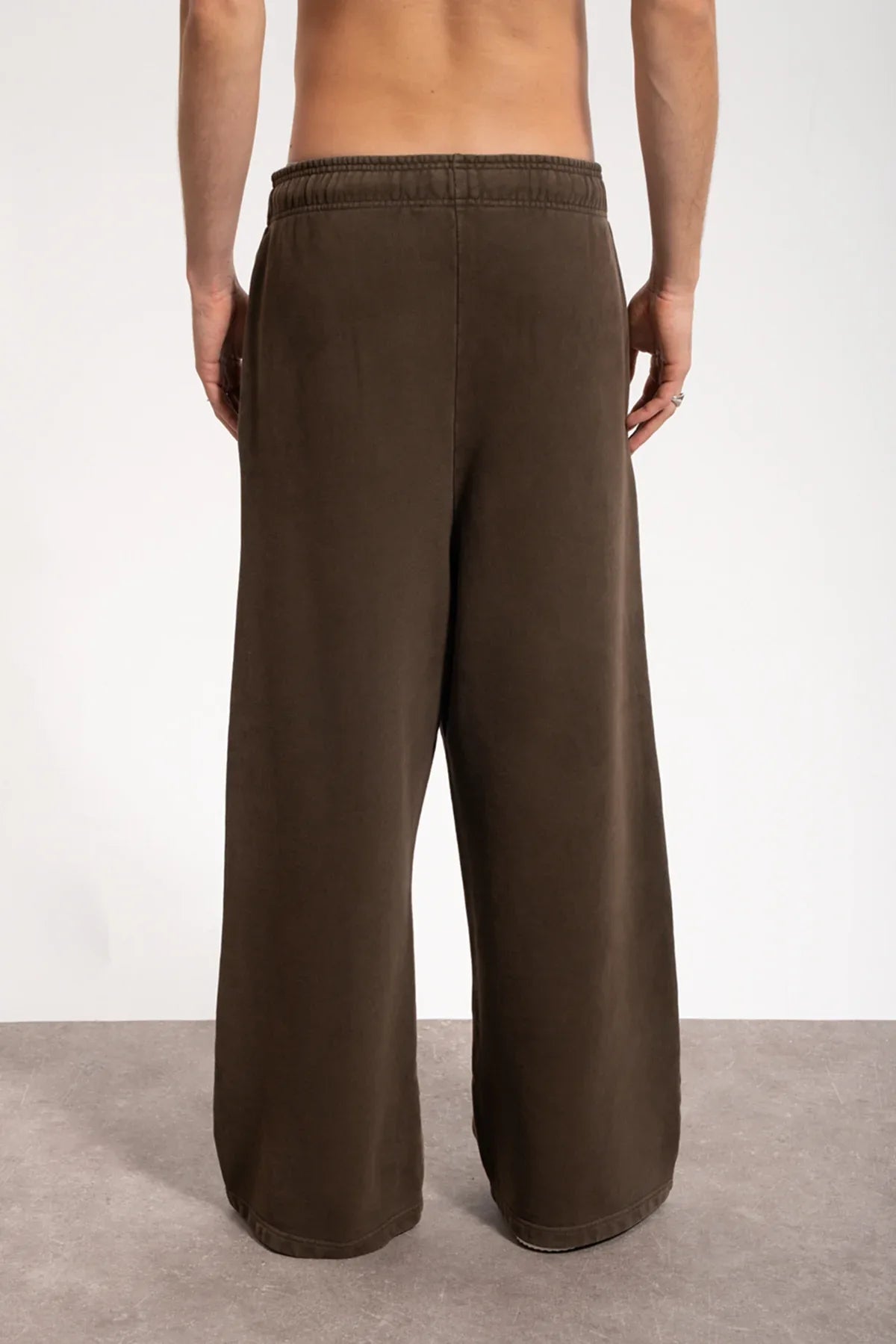 Erkek Baggy Fit Washed Sweatpants - Kahverengi
