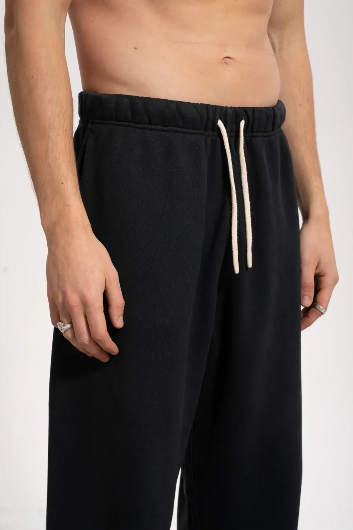 Erkek Relaxed Fit Washed Sweatpants - Siyah
