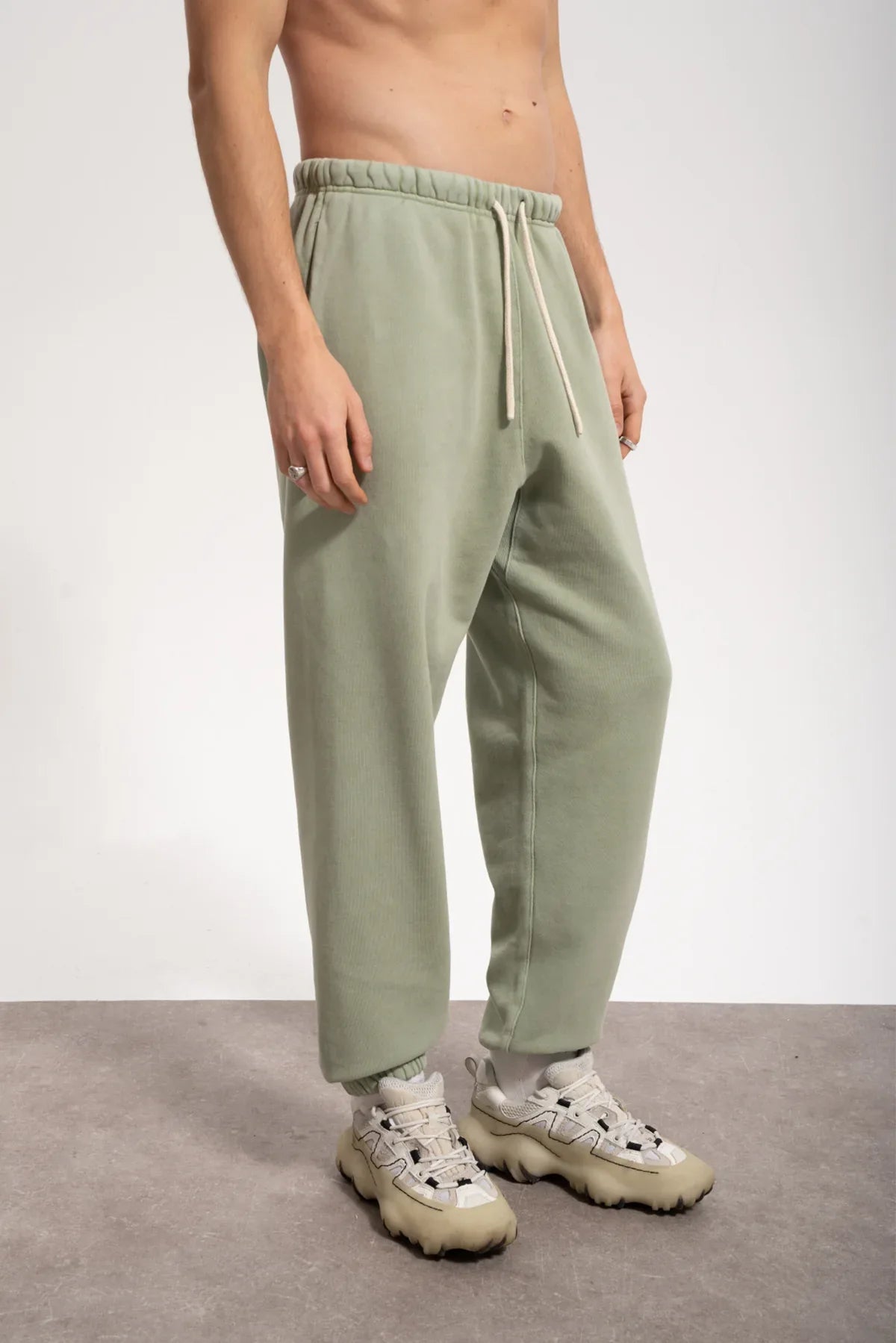 Erkek Relaxed Fit Washed Sweatpants - Yeşil