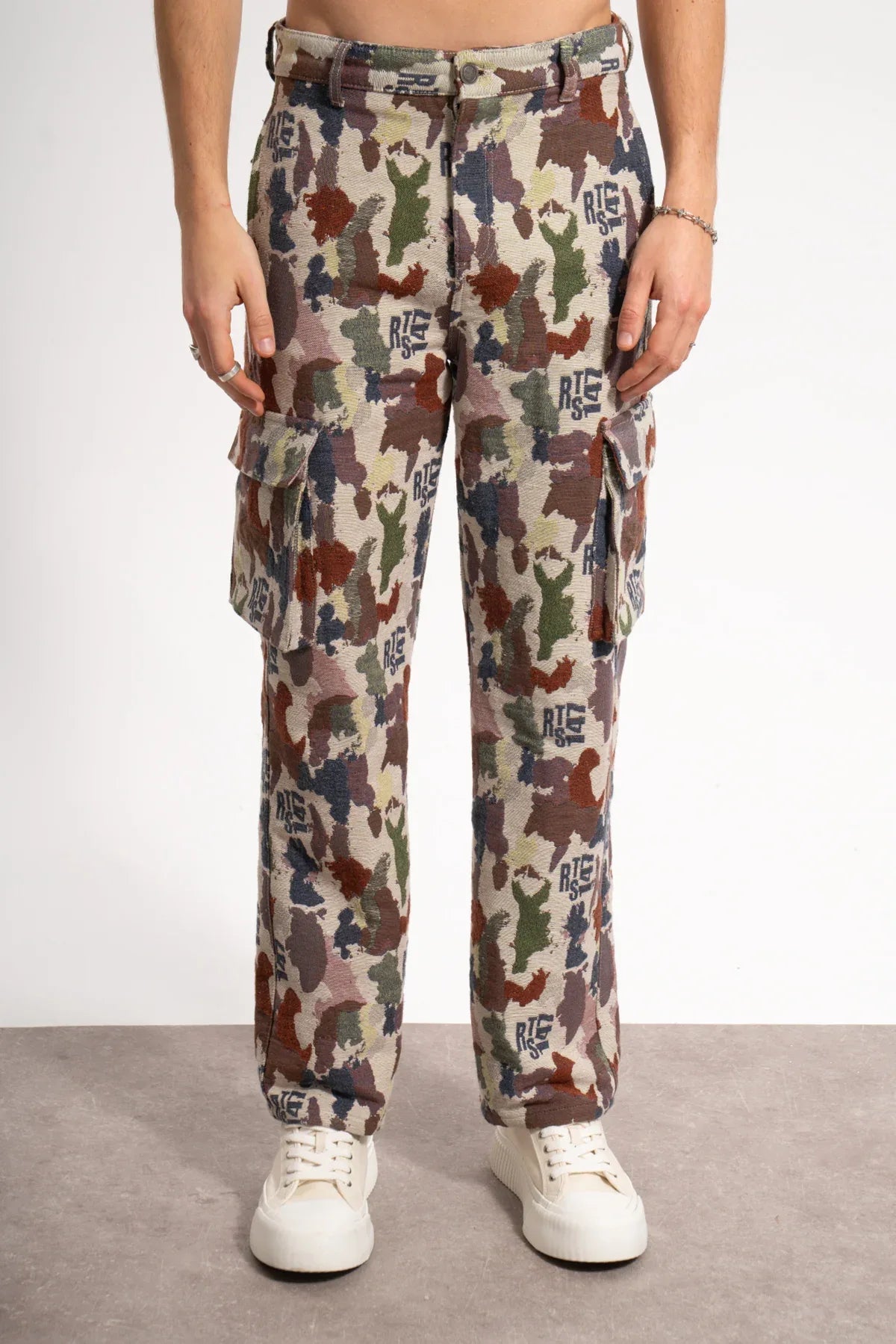 Erkek Relaxed Fit Jacar Camouflage Cargo Pants - Kamuflaj