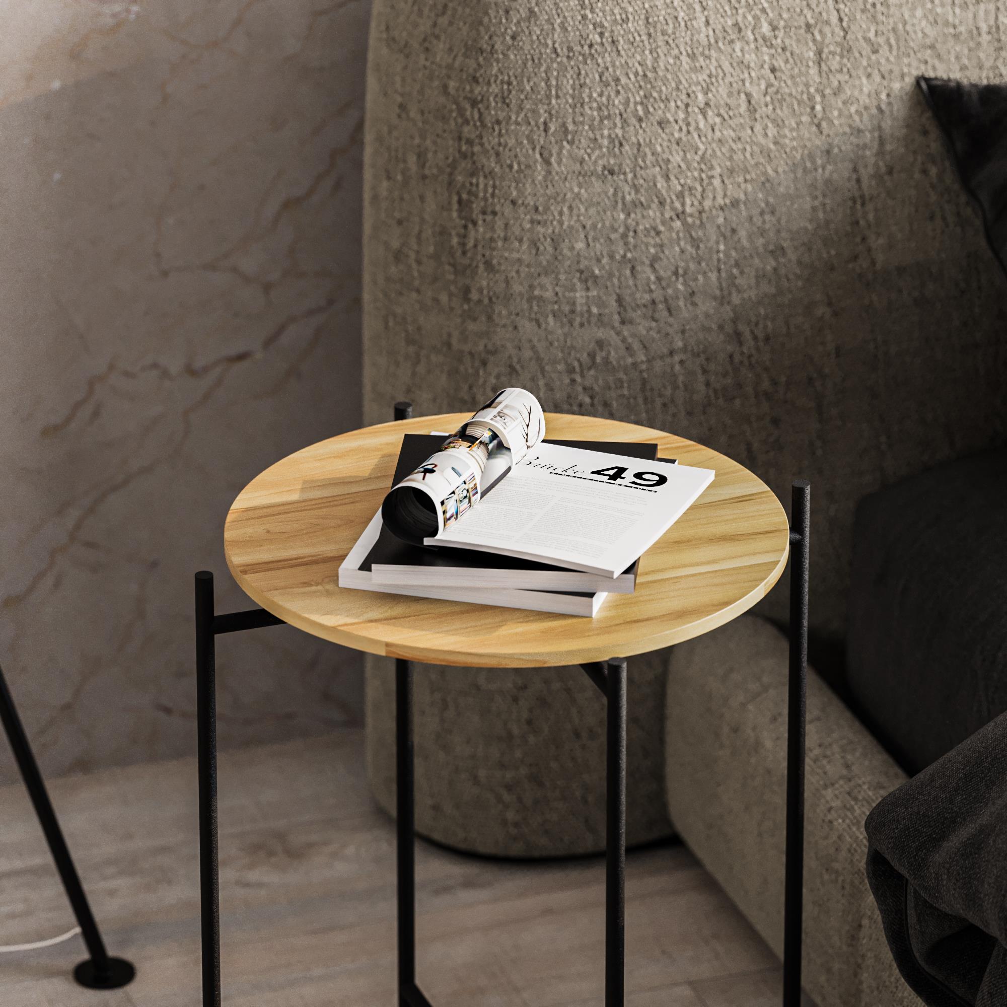 Shb-004 Dekoratif Ahşap Metal Sehpa