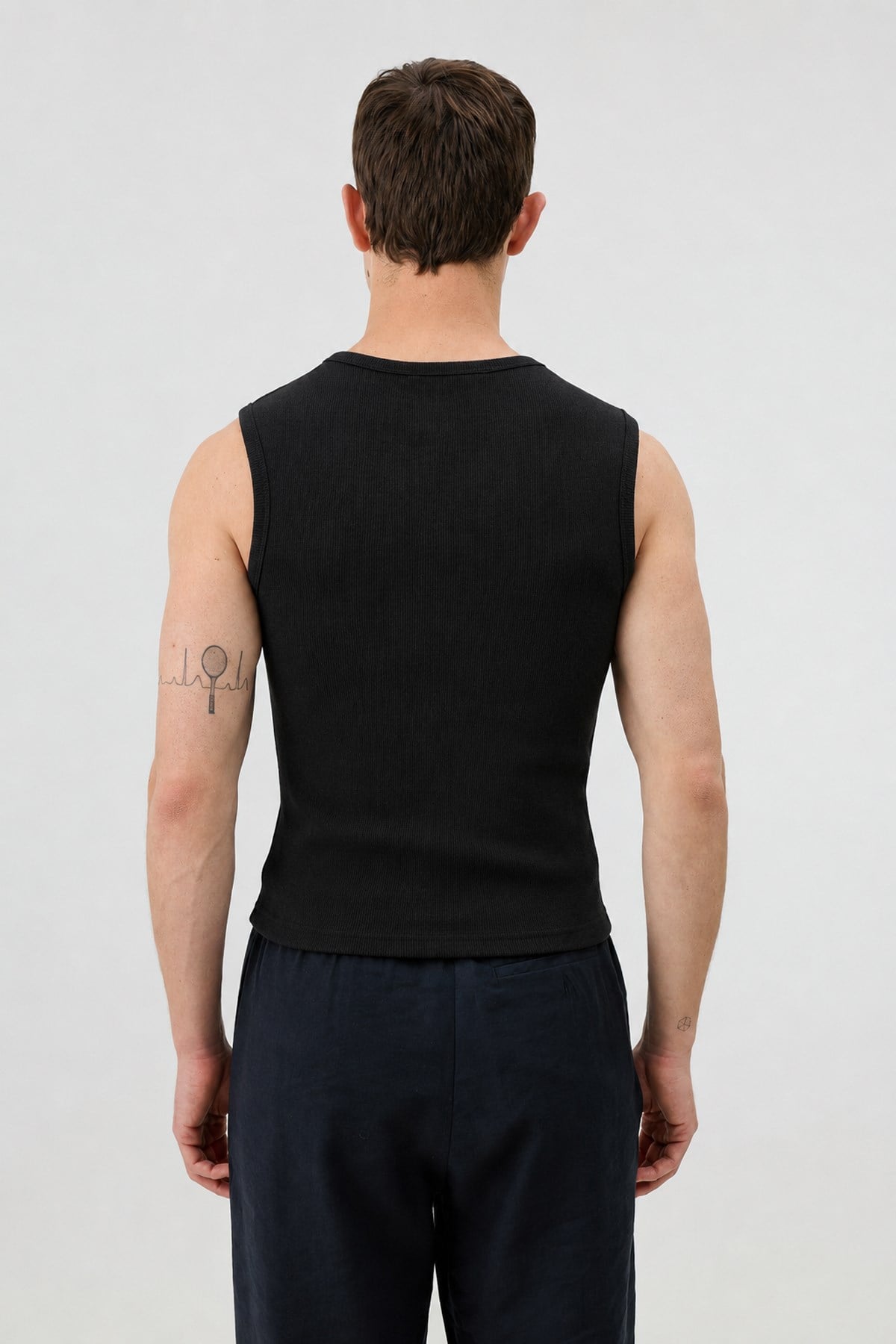 Antioch Siyah Pamuklu Kolsuz Erkek T-Shirt