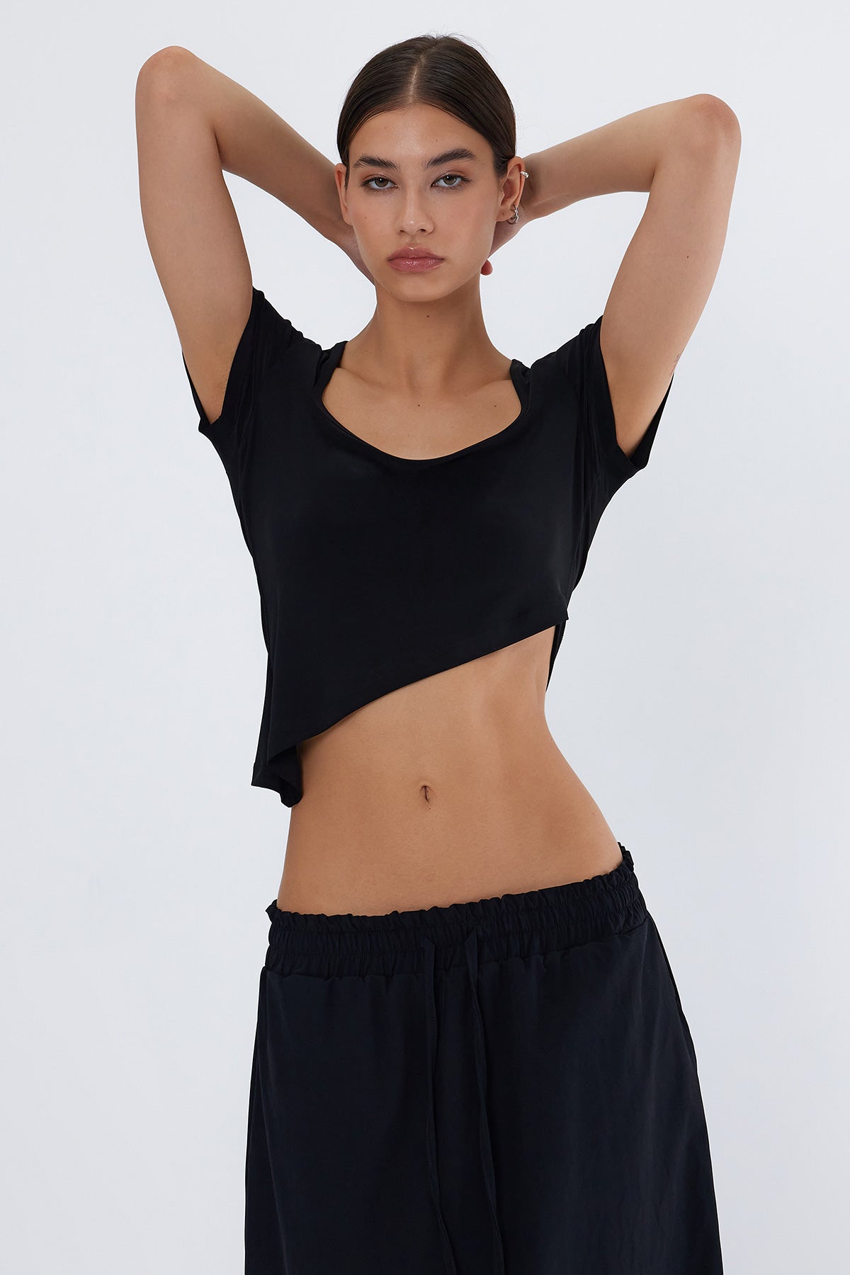 Myra Asimetrik T-Shirt | Siyah