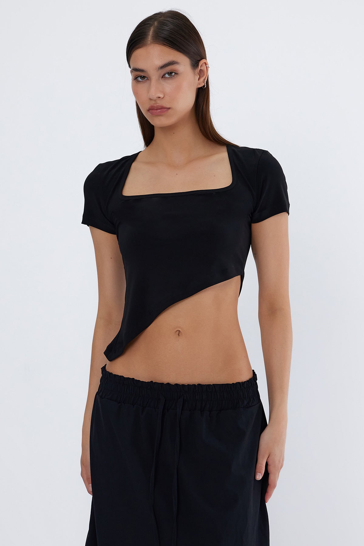 Myra Asimetrik T-Shirt | Siyah