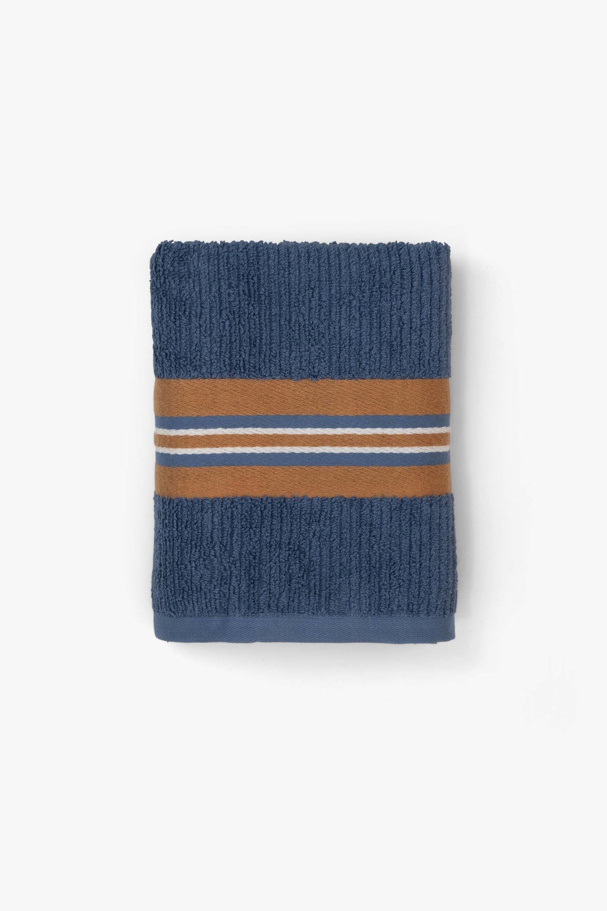 Strada Yüz Havlusu 50x90 cm | Lyocell & Pamuk | Denim, Hardal, Krem, Toprak