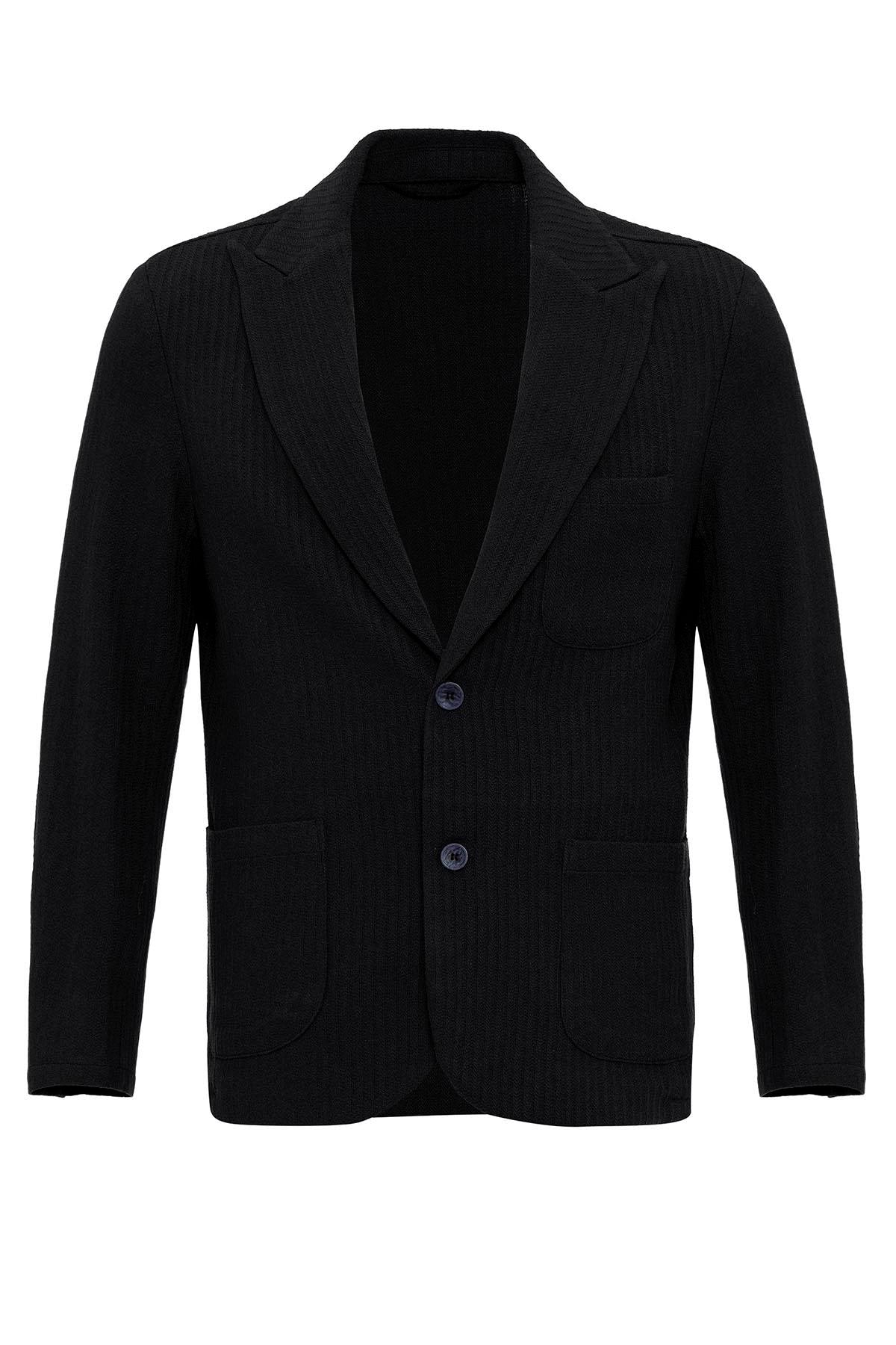 Antioch-Siyah Torba Cepli Astarsız Erkek Blazer Ceket-Ceket-7-Milagron.com