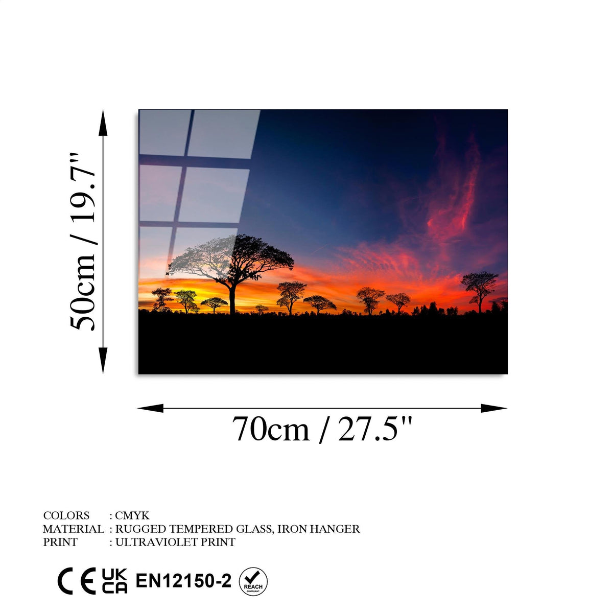 Uv-320 Baskılı Cam Dikdörtgen Duvar Tablosu