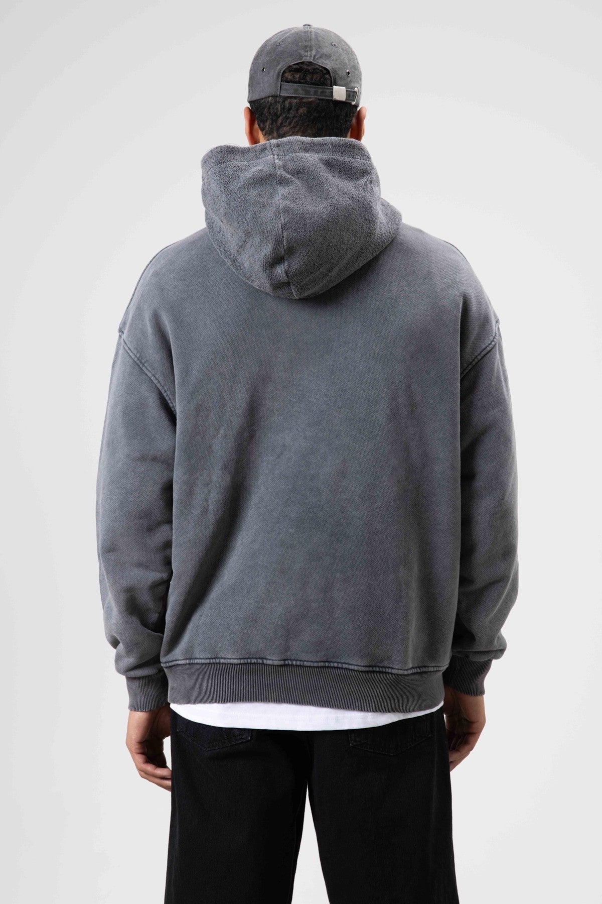Oversize Yıkamalı Baskılı Kapüşonlu Sweatshirt