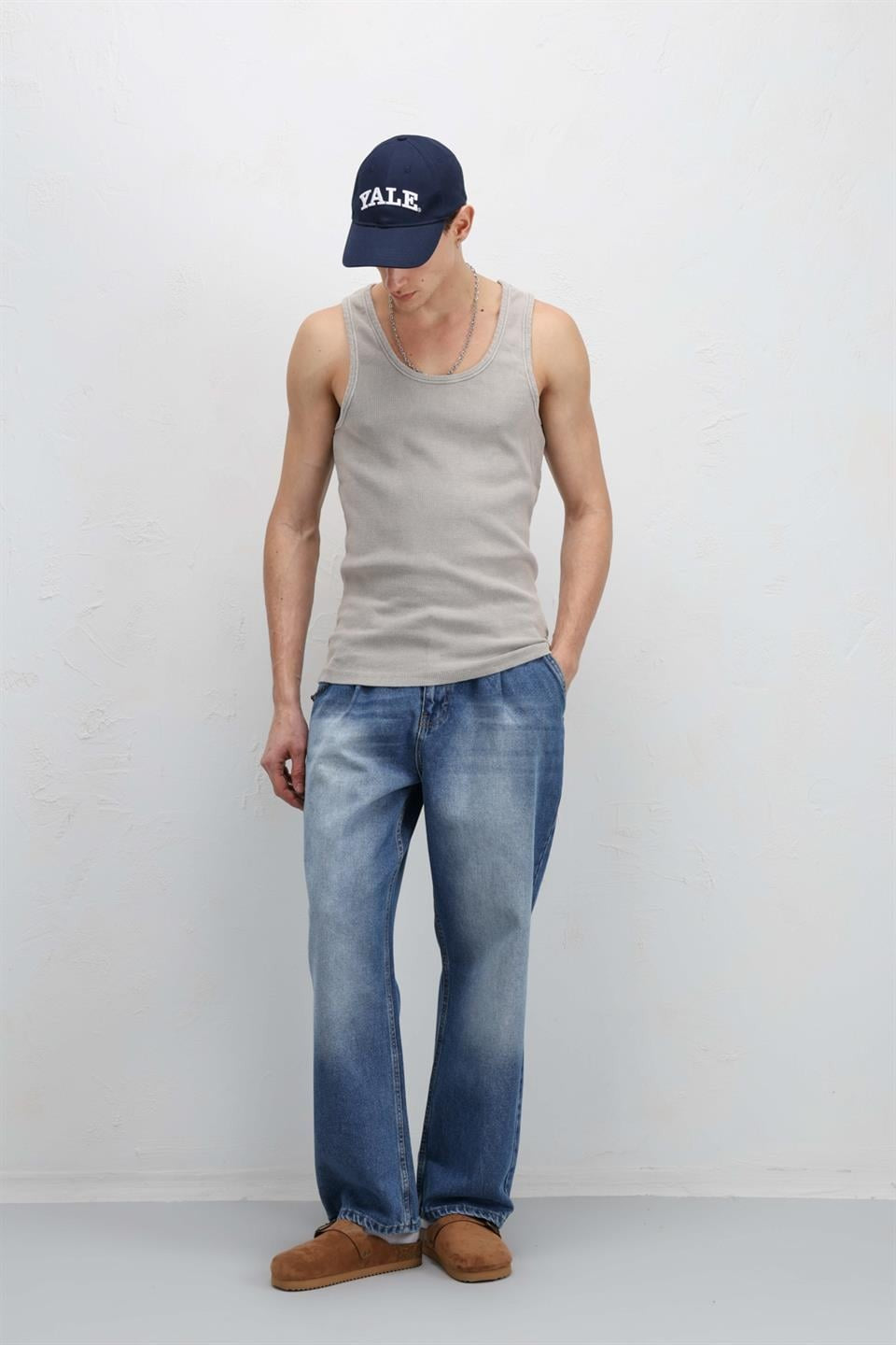 Pileli ZiNcir Detaylı Baggy Jean