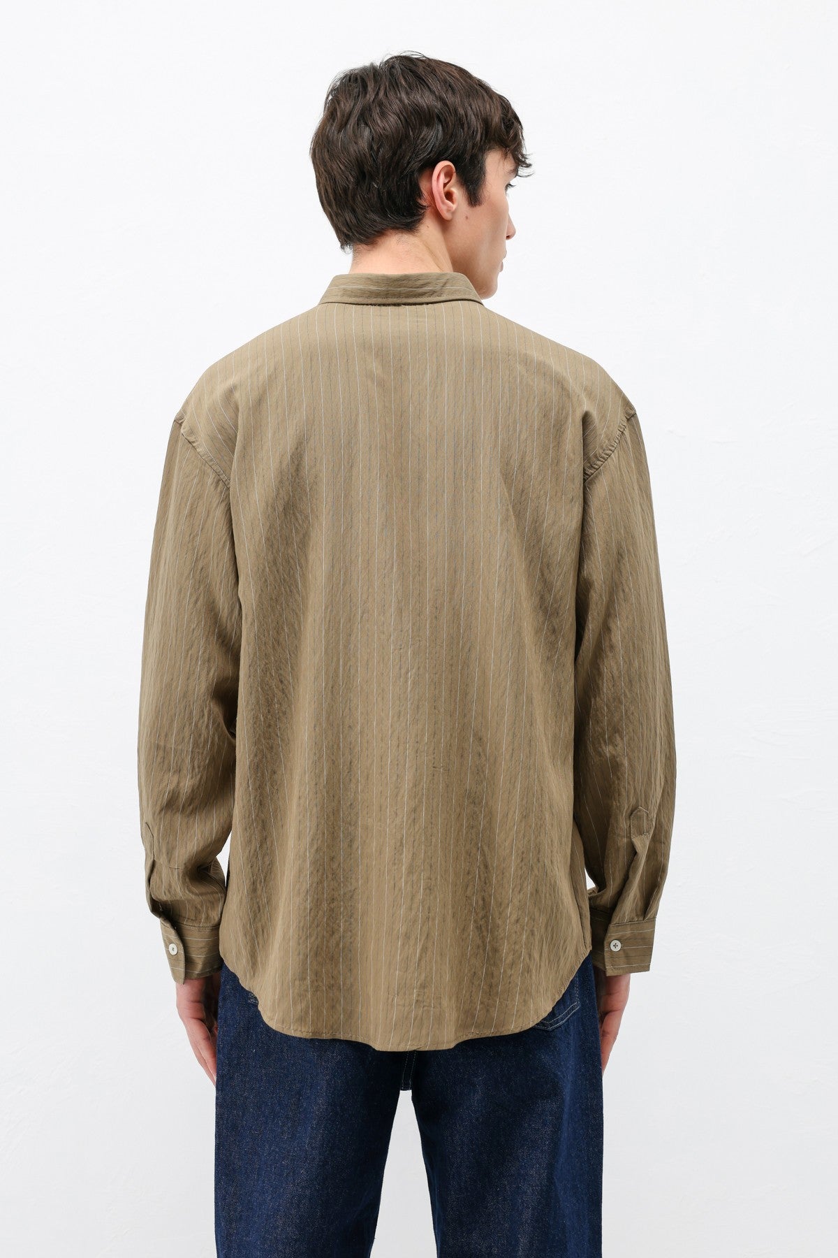 Çizgili Lyocell Kumaş Oversize Gömlek