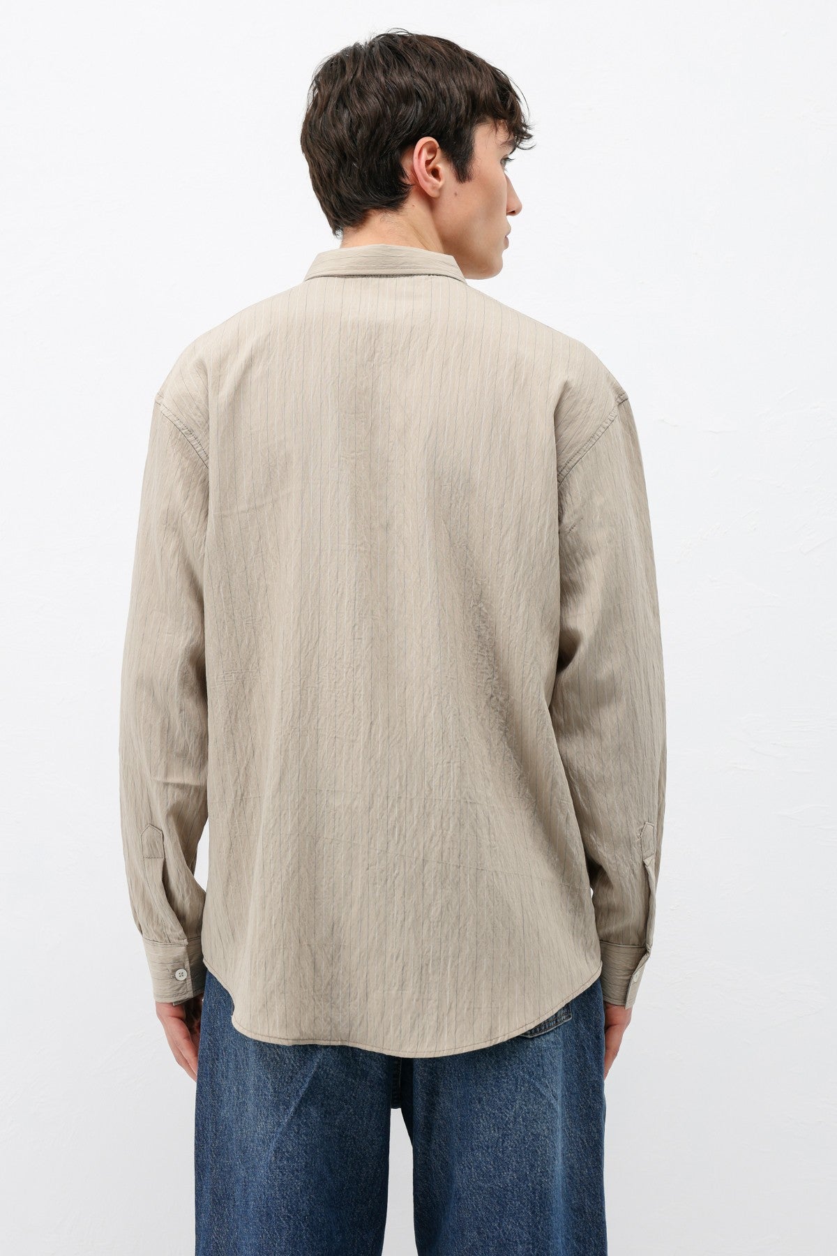 Çizgili Lyocell Kumaş Oversize Gömlek