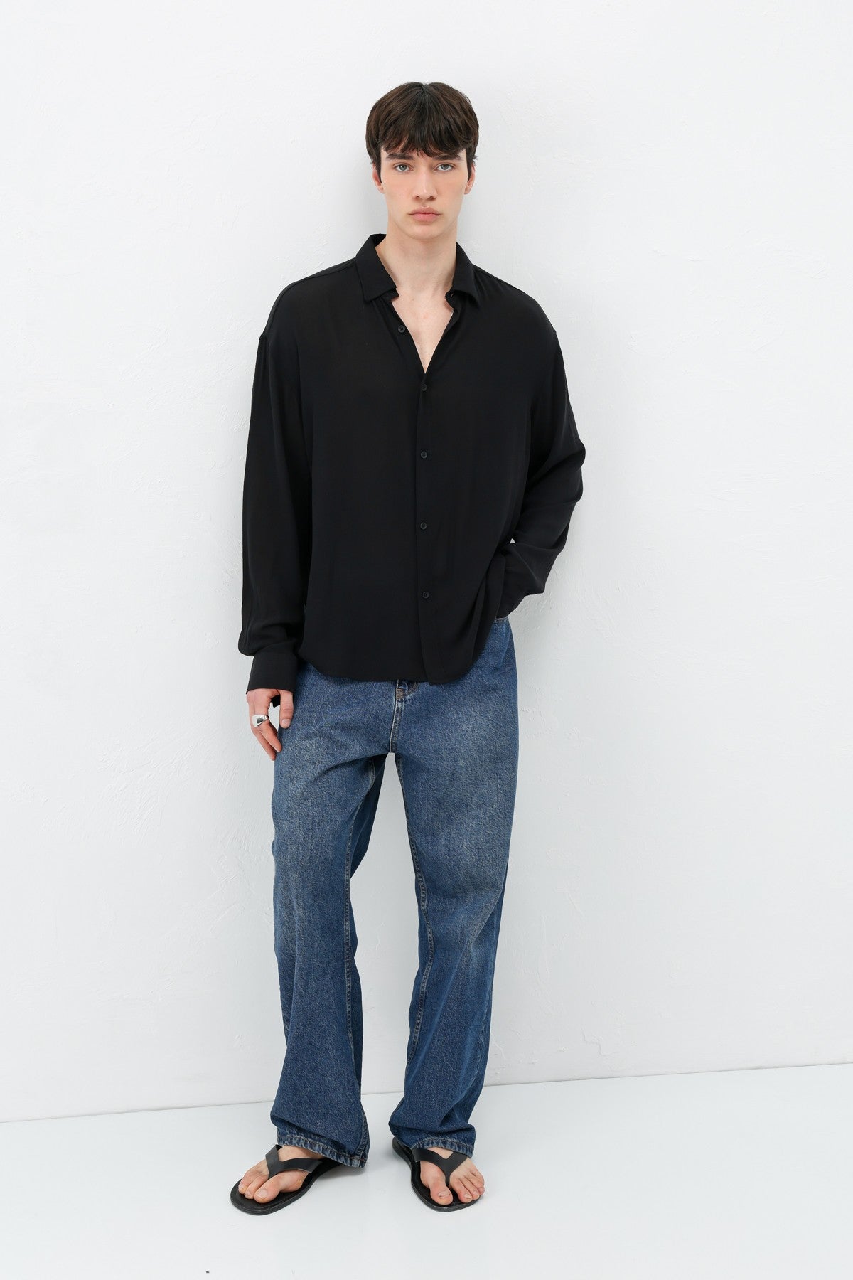 Hafif Dokulu Oversize Gömlek