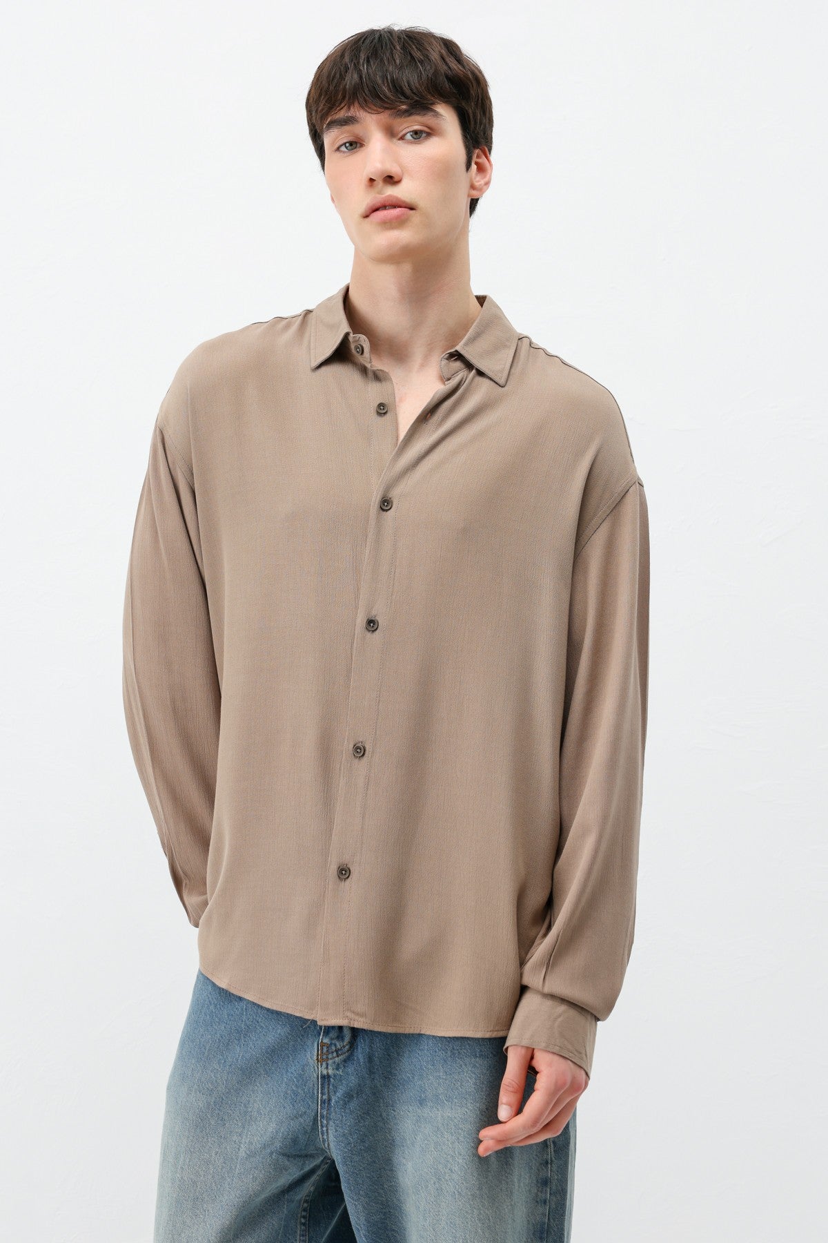 Hafif Dokulu Oversize Gömlek