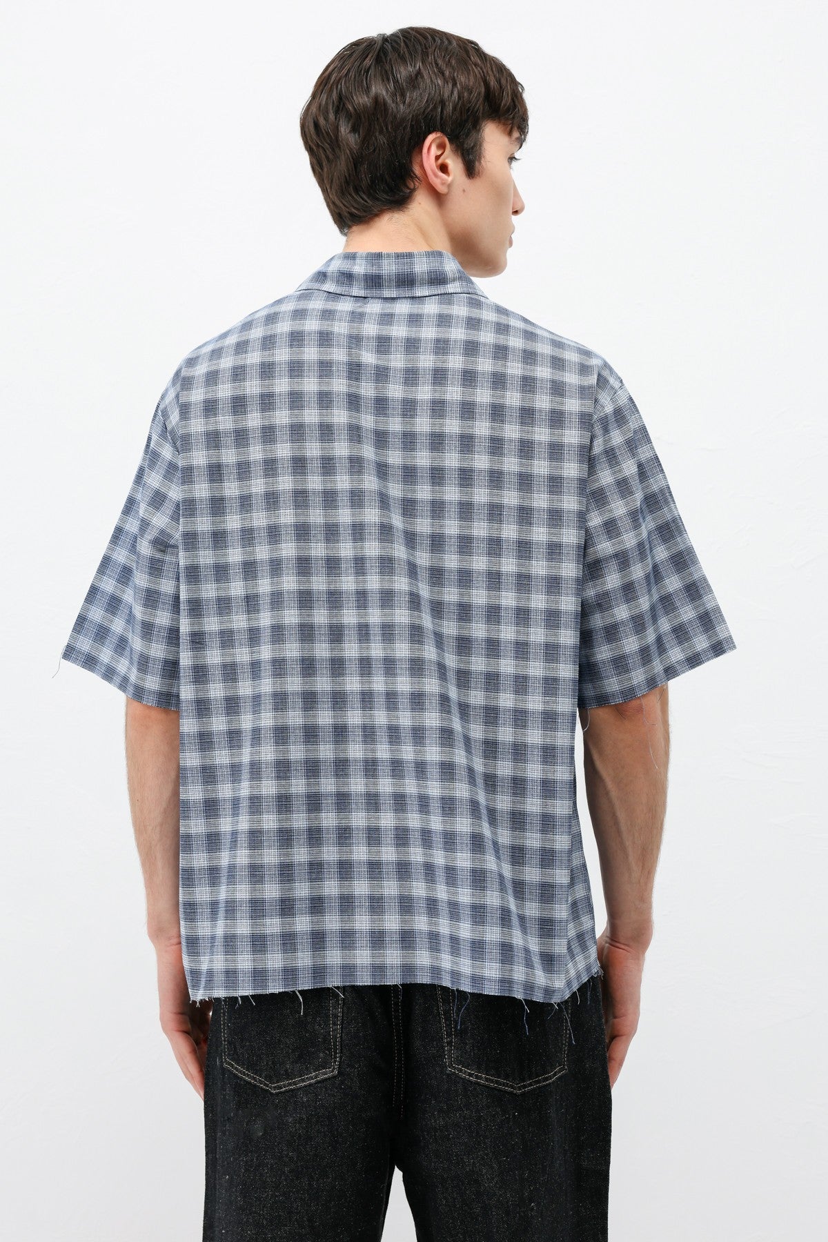 Kareli Kısa Kollu Oversize Gömlek