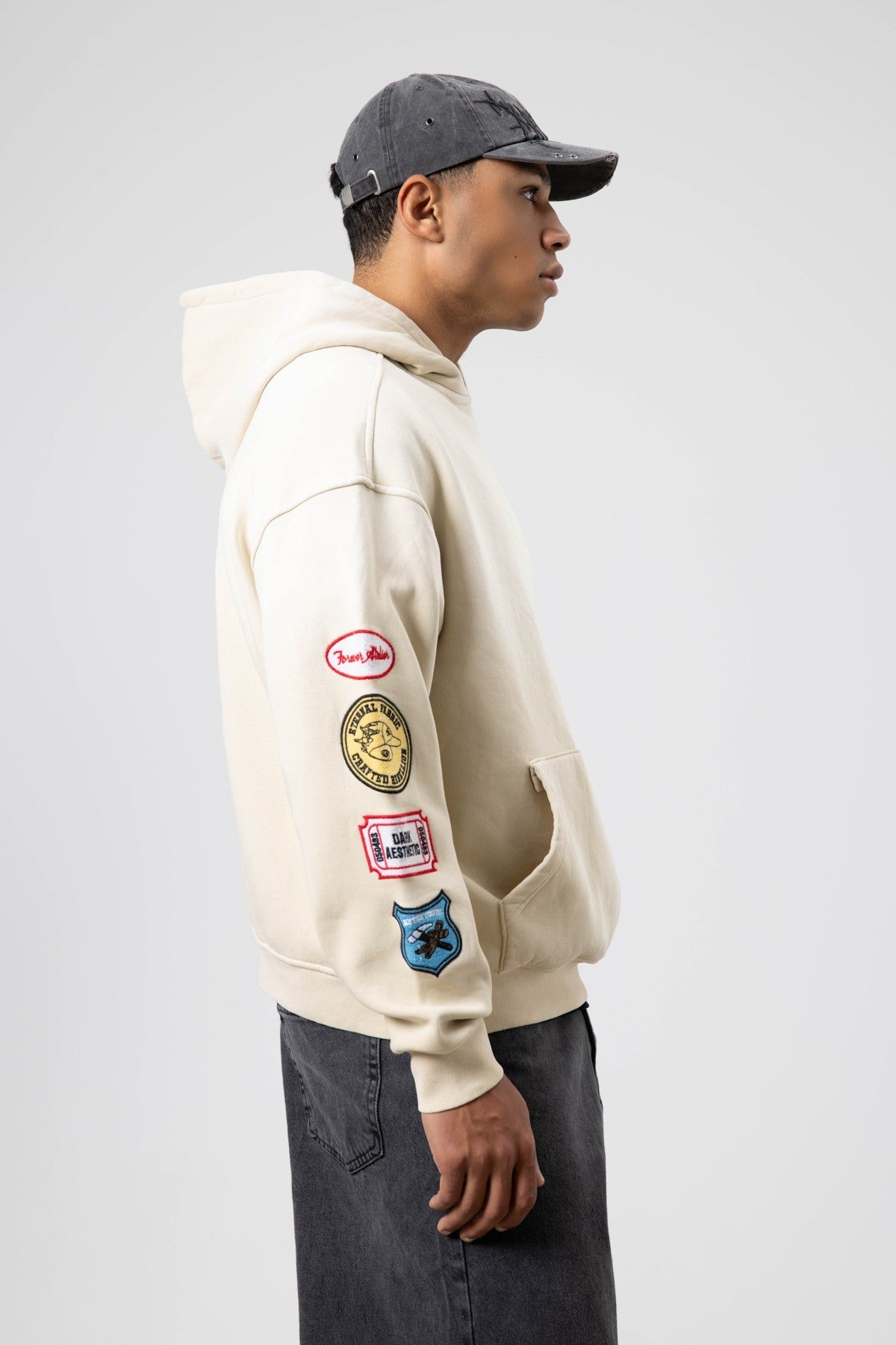 Oversize Baskılı Kapüşonlu Sweatshirt