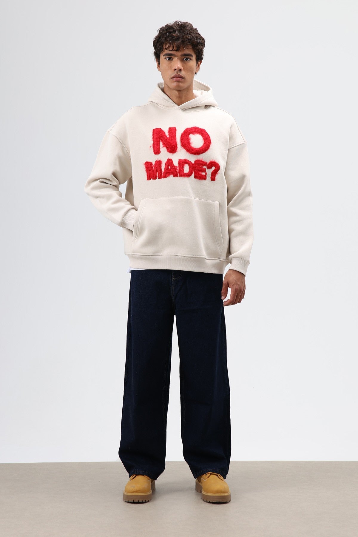 Oversize Baskılı Kapüşonlu Sweatshirt