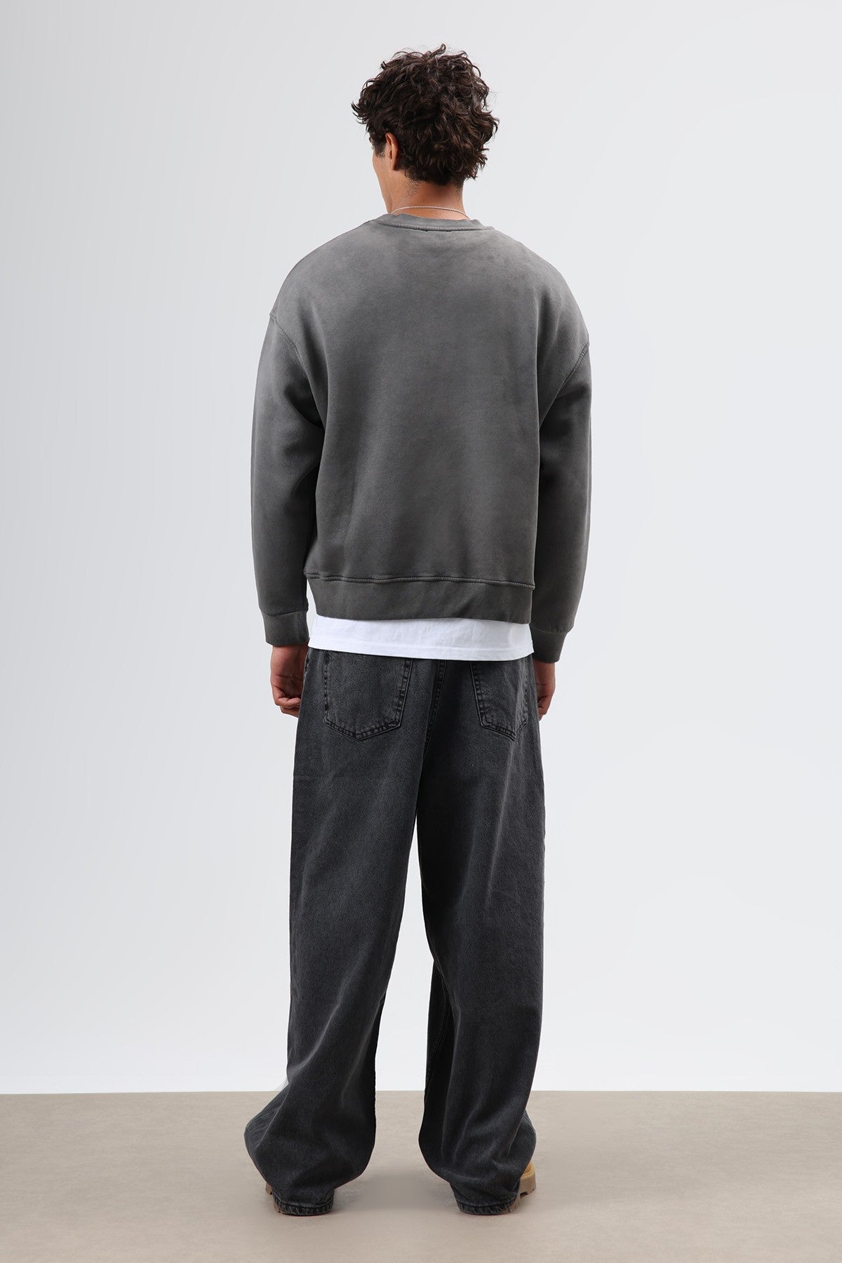 Oversize Bisiklet Yaka Cepli Sweatshirt