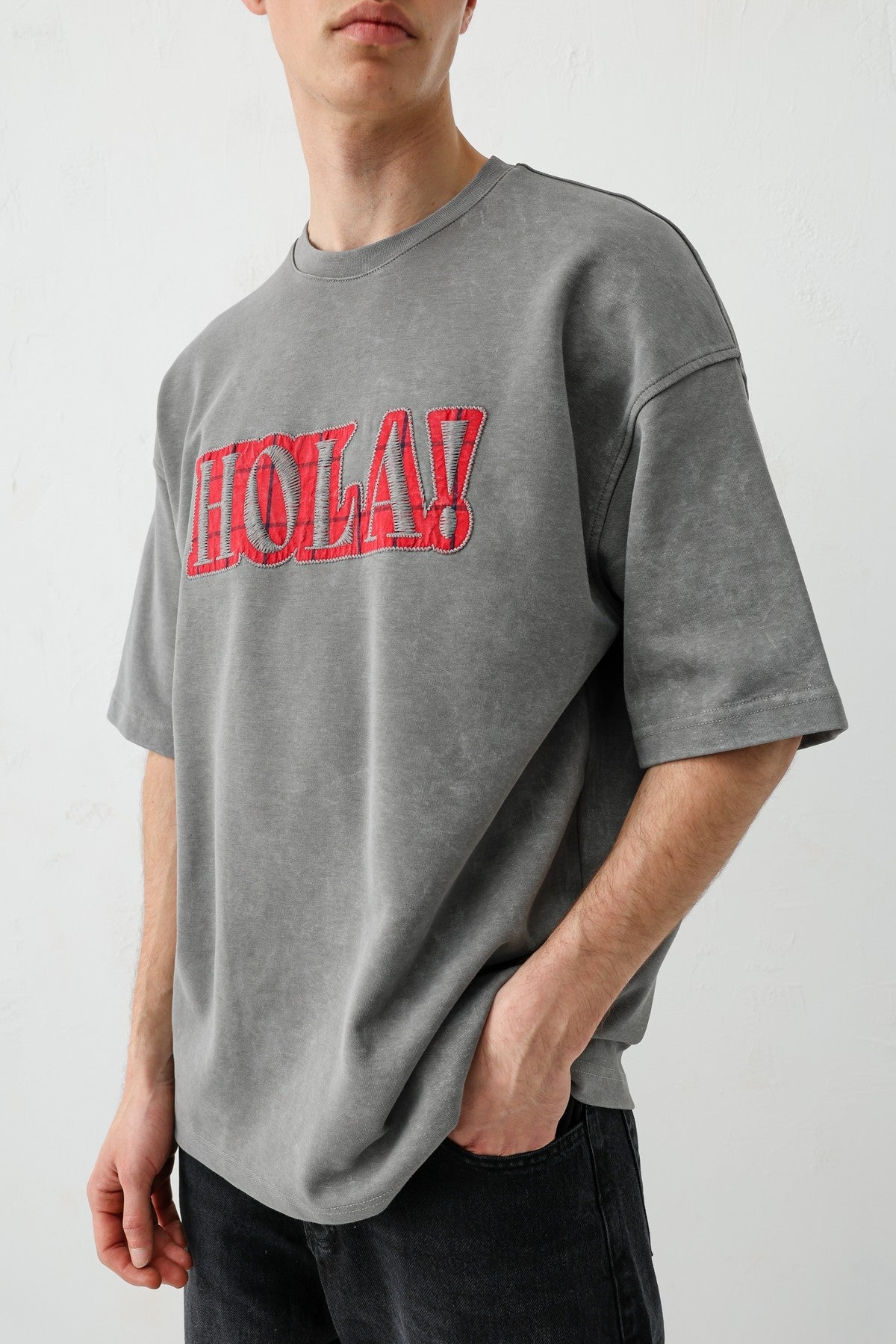 Yıkamalı Baskılı Oversize Tişört