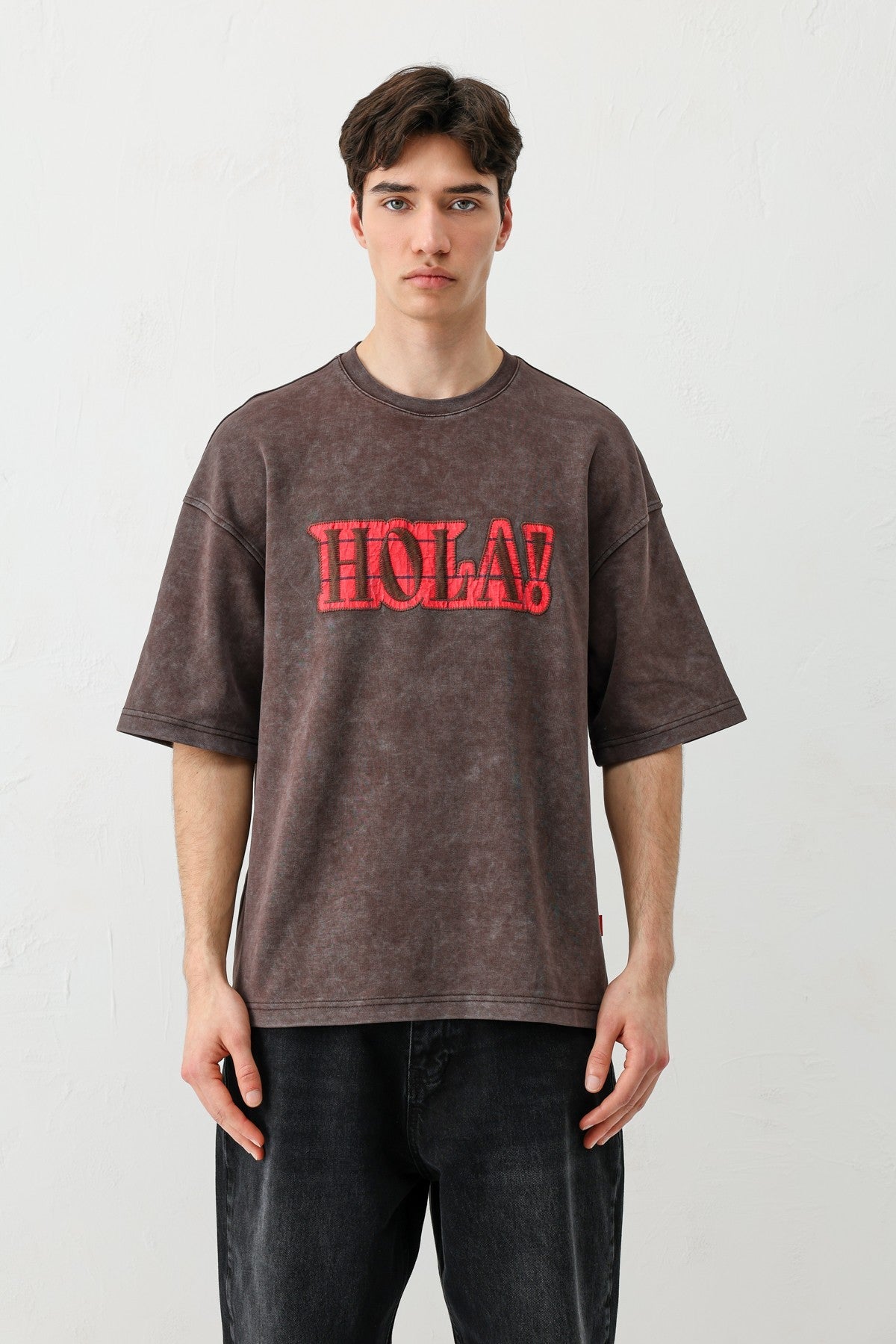Yıkamalı Baskılı Oversize Tişört