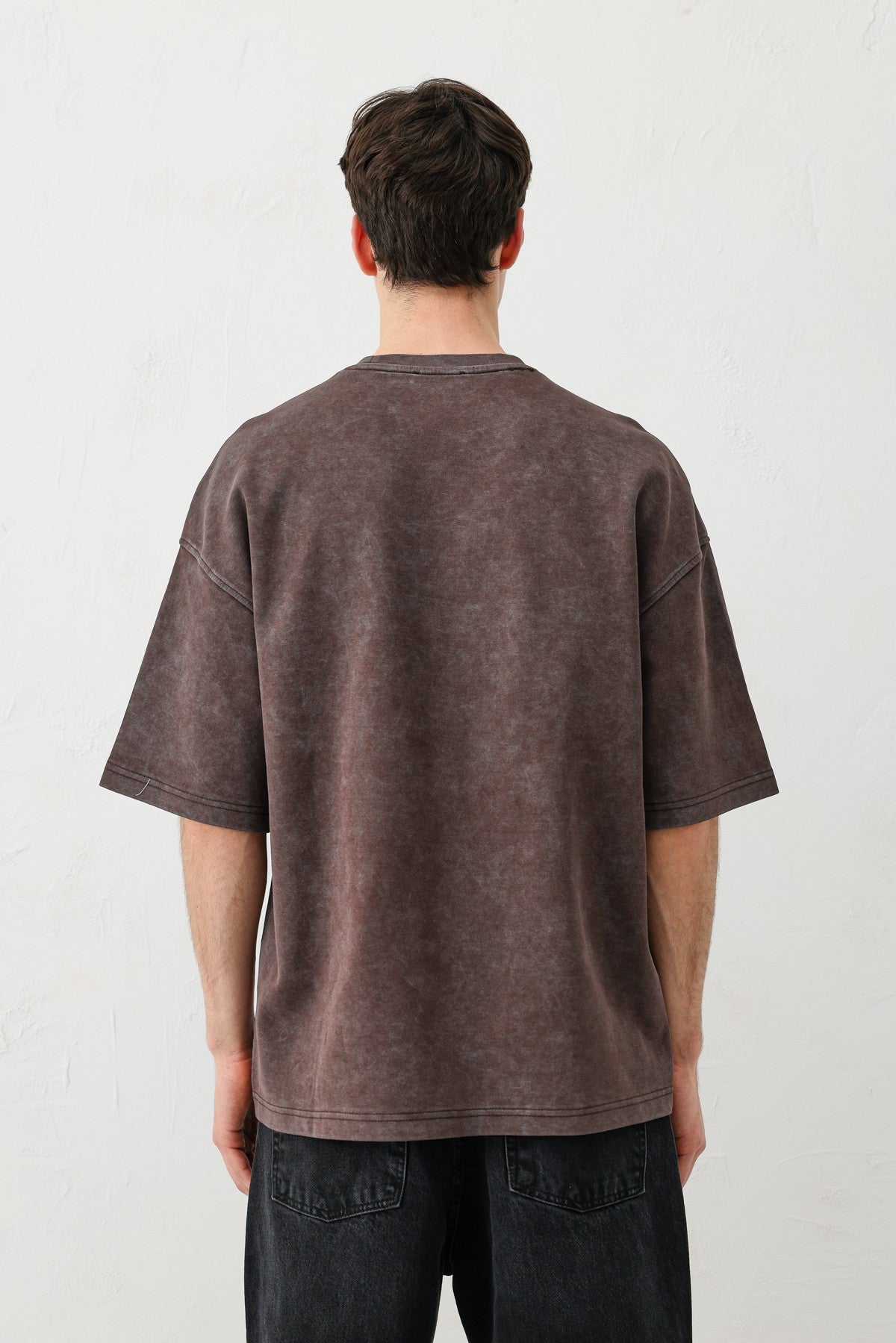 Yıkamalı Baskılı Oversize Tişört
